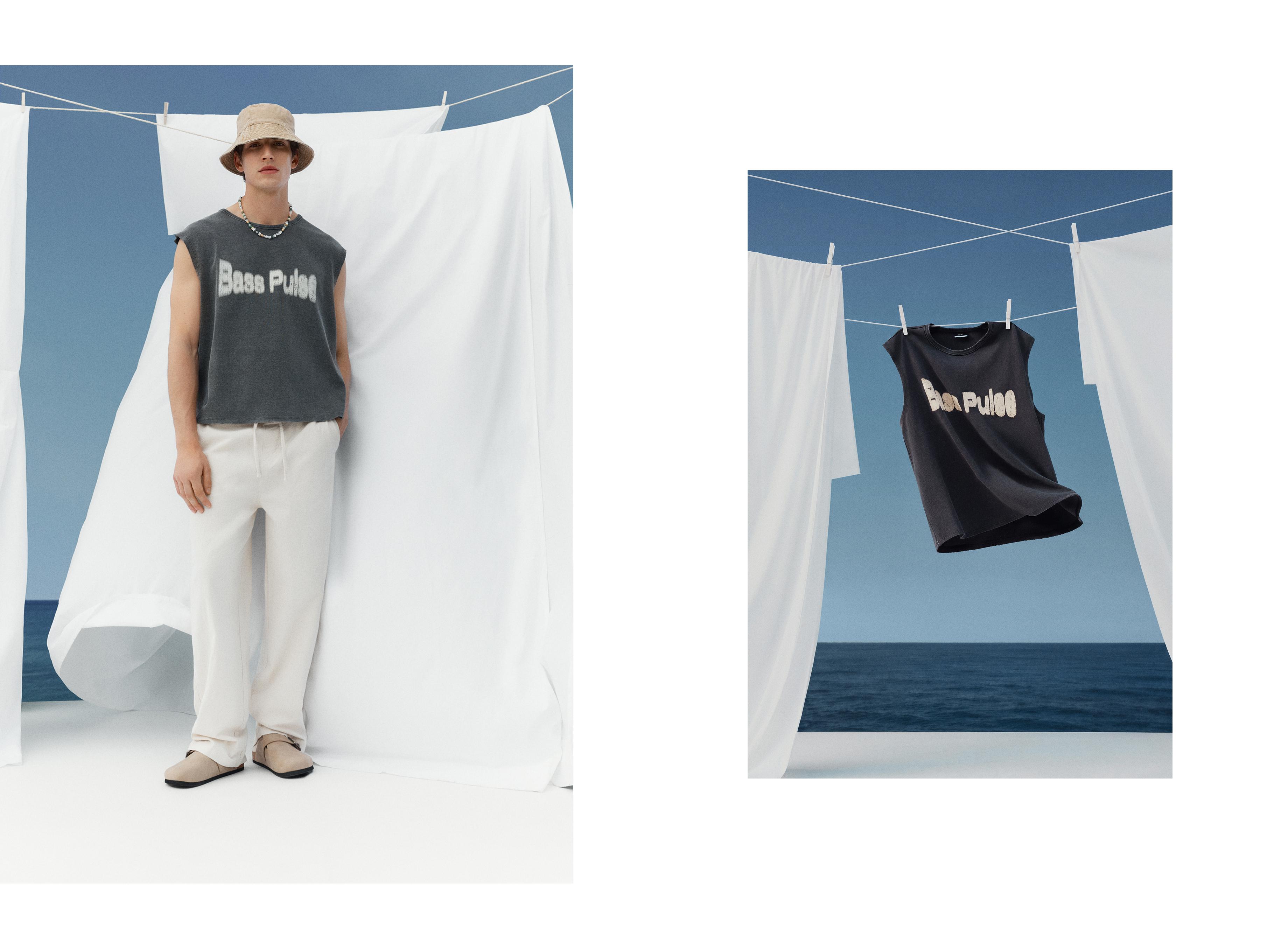 Printed Sleeveless T-shirt — BLACK
