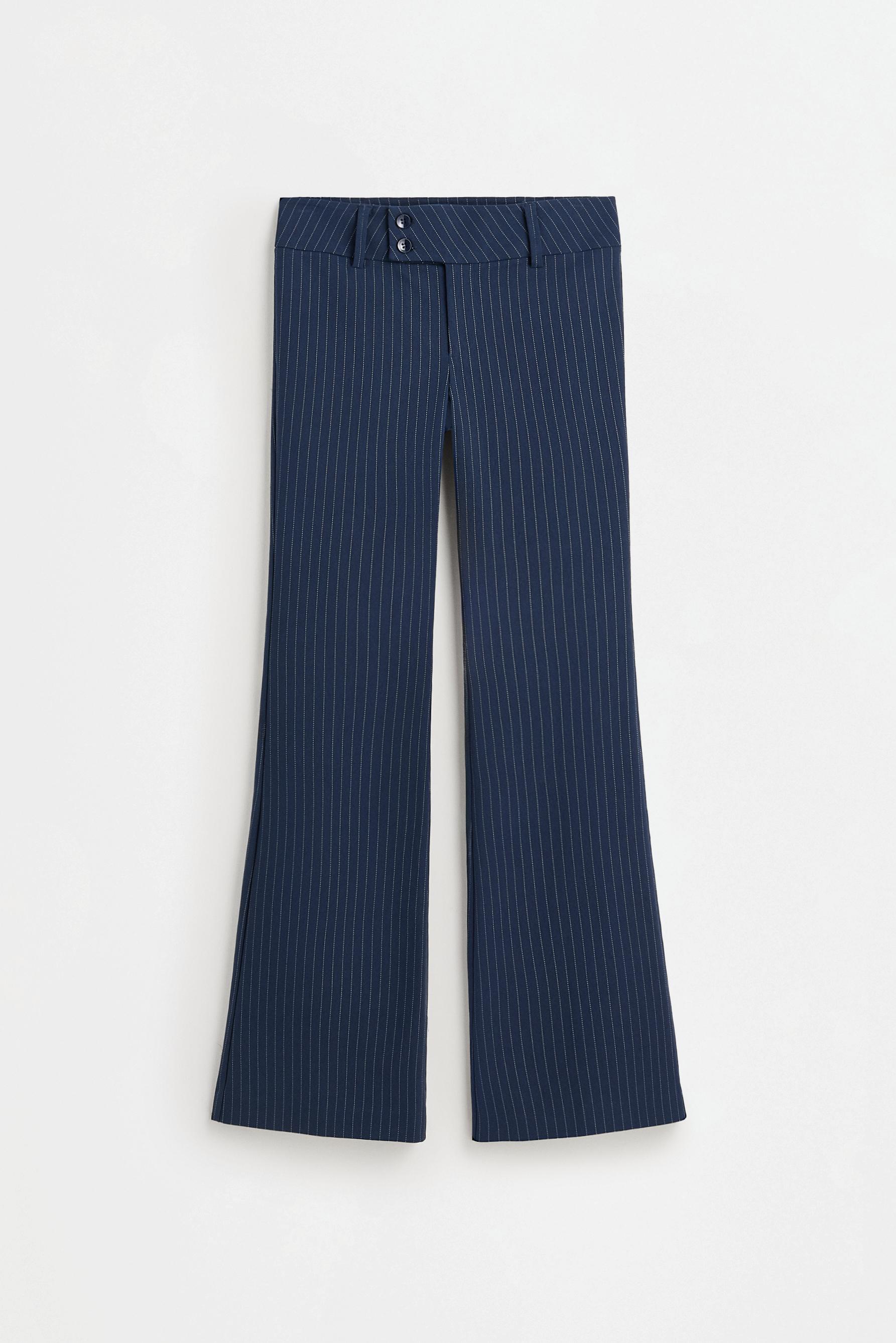 Striped bell bottom trousers — NAVY