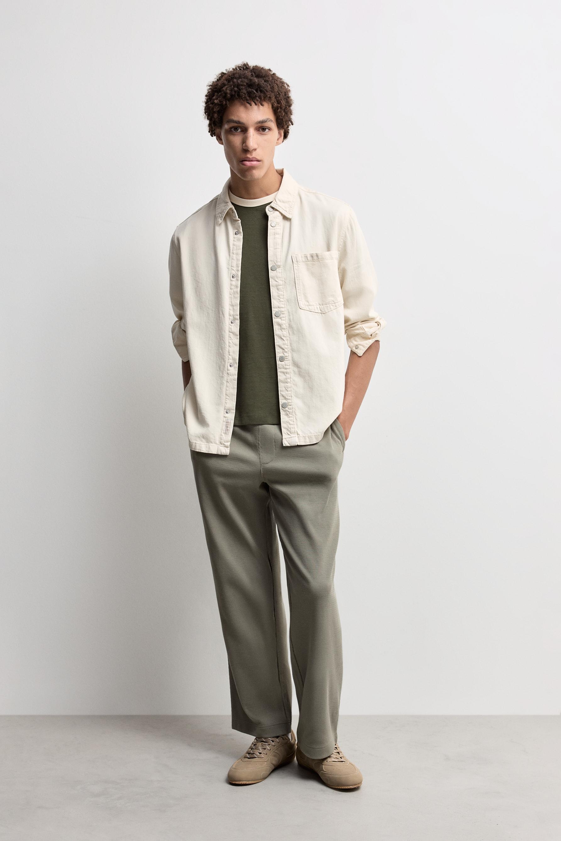 Textured tracksuit bottoms — KHAKI