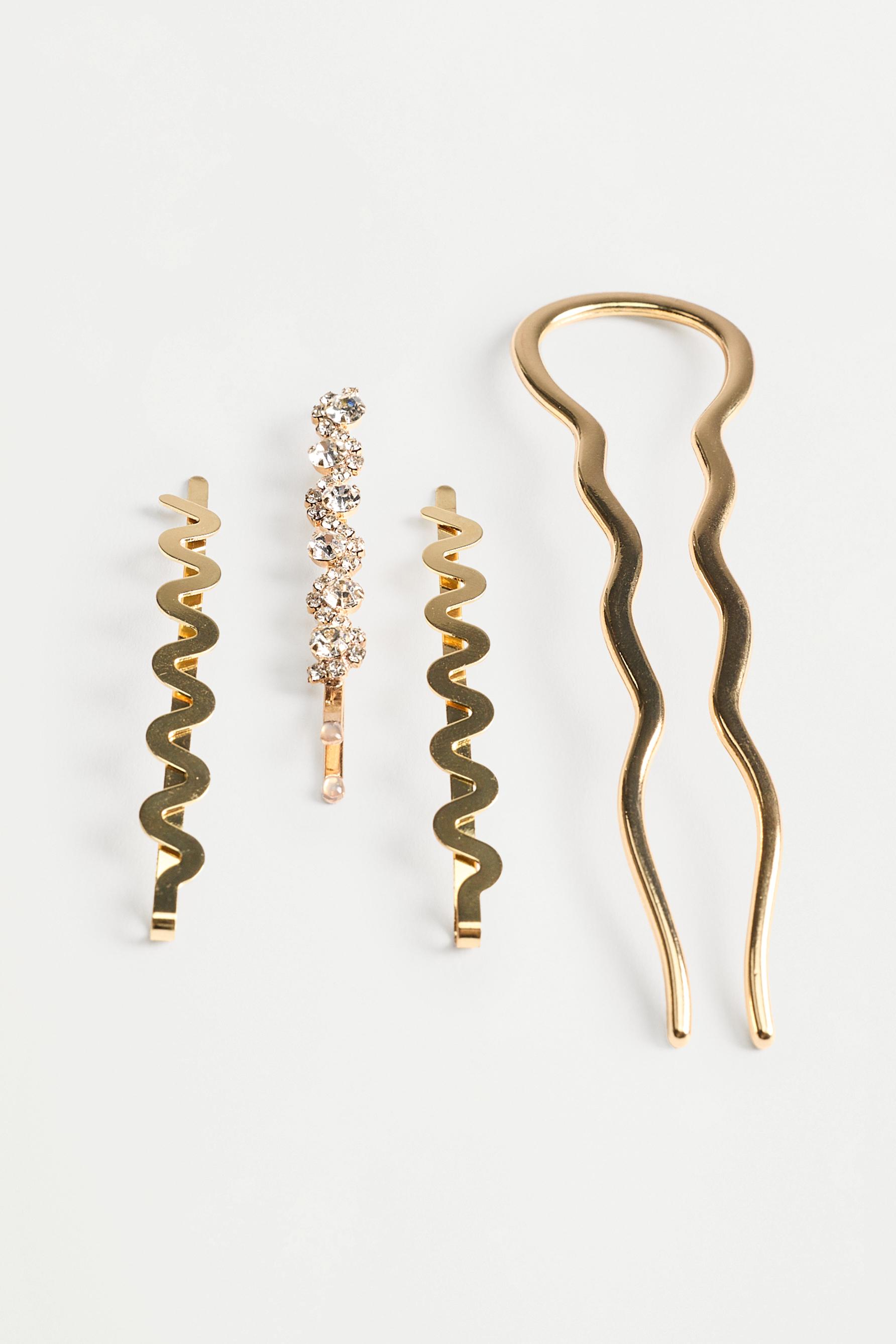 4-pack of assorted hairpins — GOLD