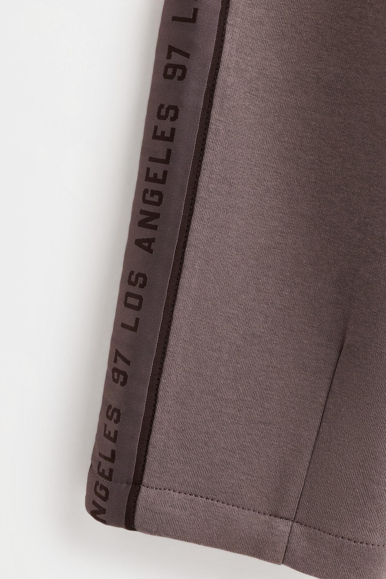 Side stripe plush trousers — MINK