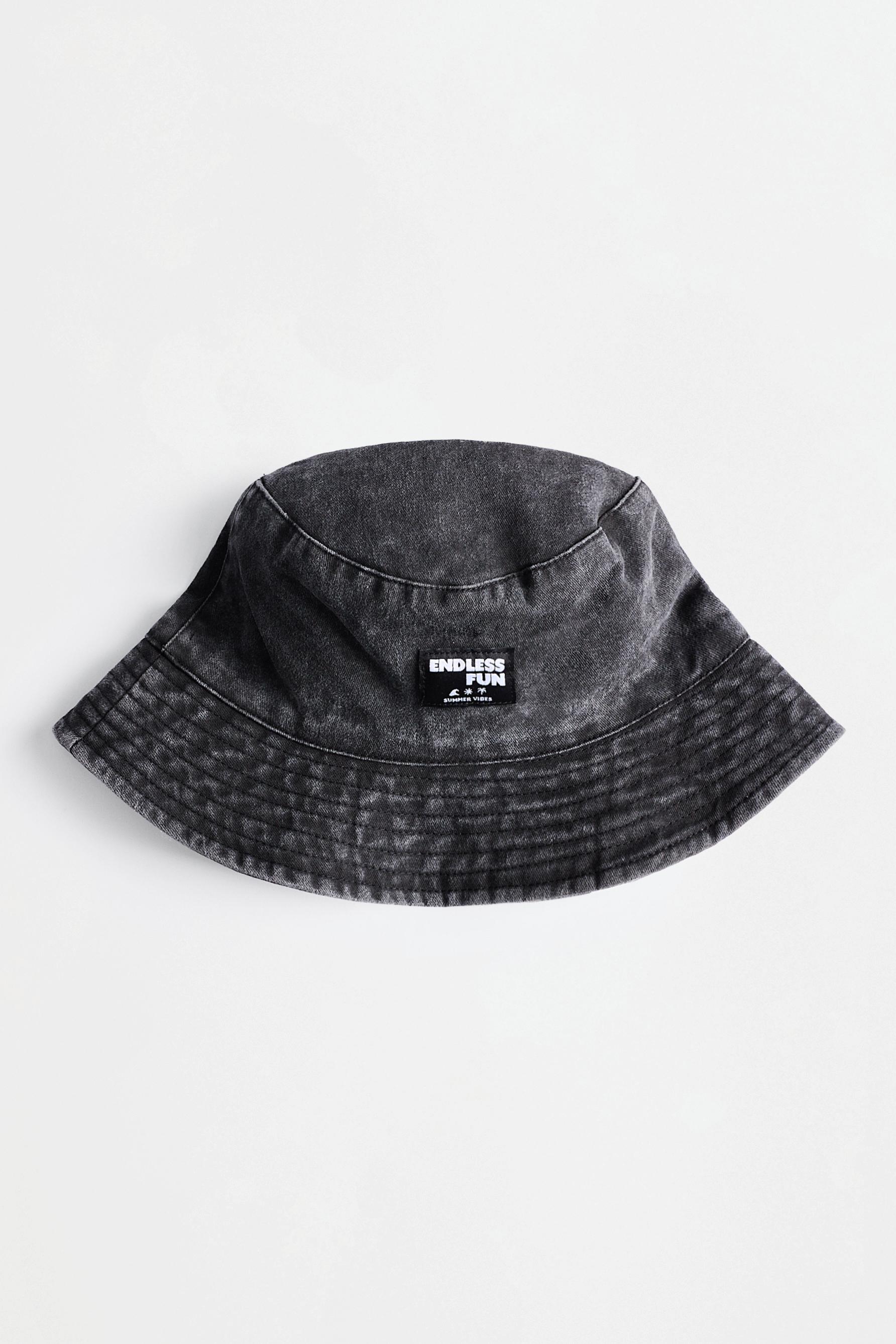 Faded-effect bucket hat — BLACK MARL
