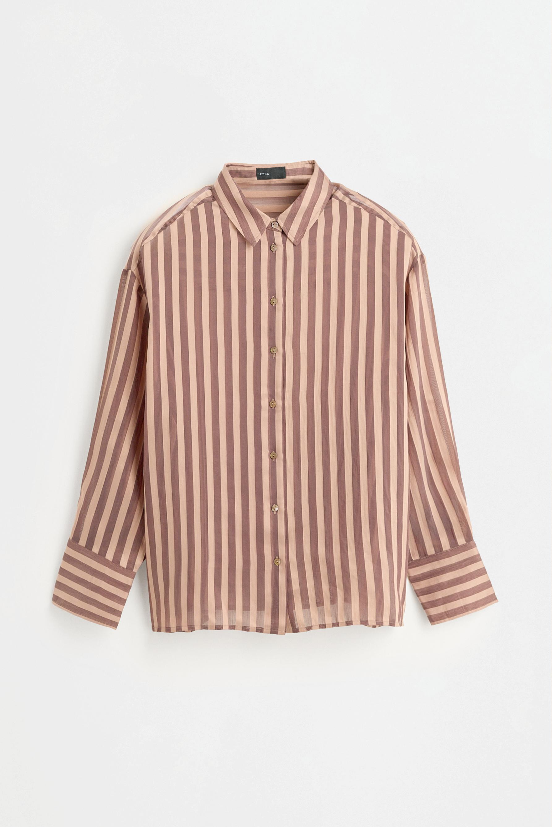 Semi-sheer flowing shirt — CHOCOLATE