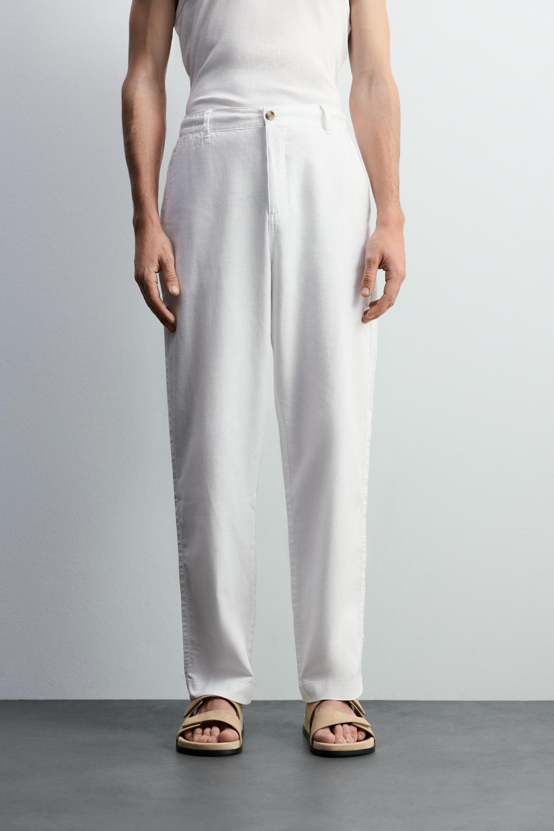 Cotton - linen smart trousers — WHITE