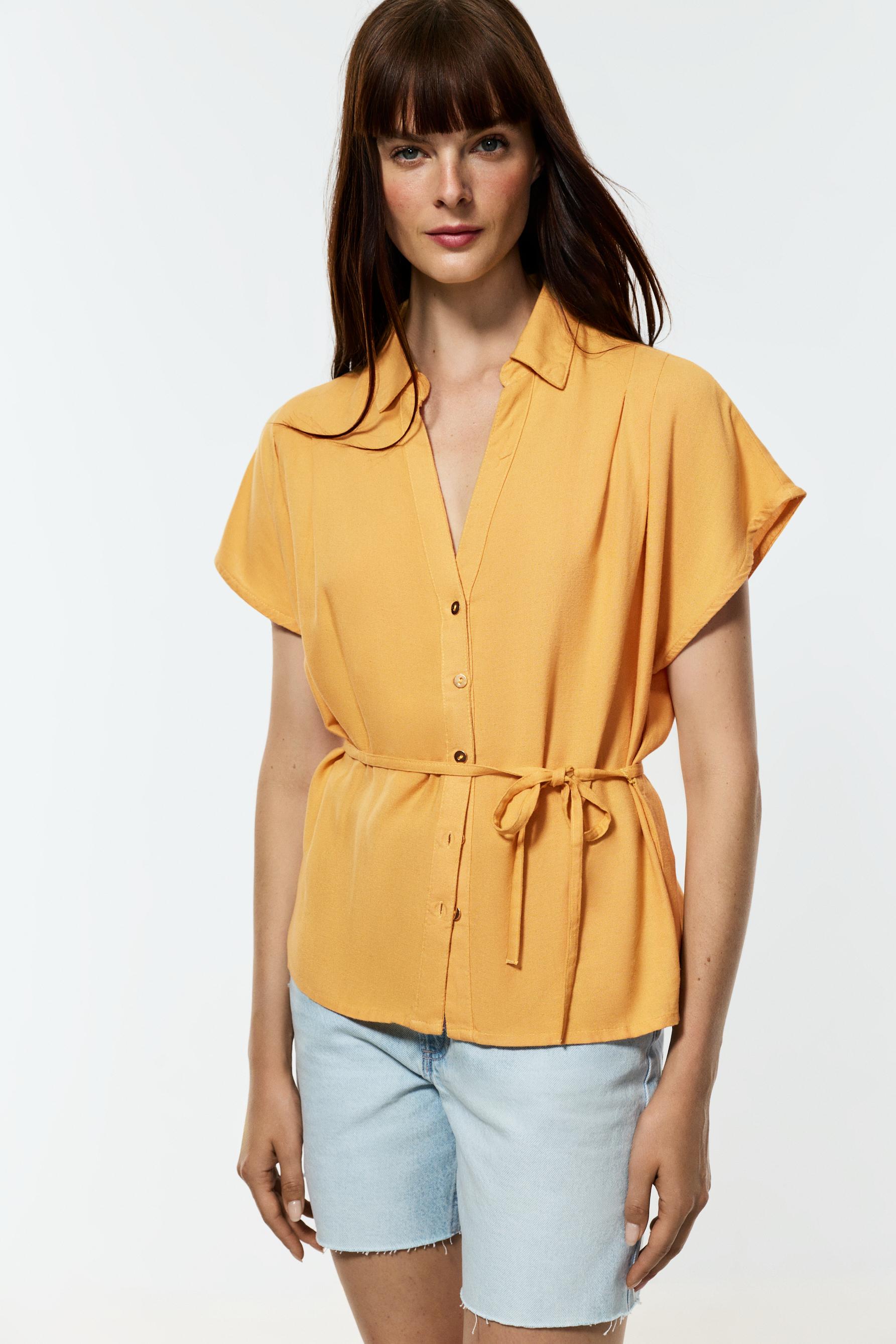 Tie-waist shirt — YELLOW