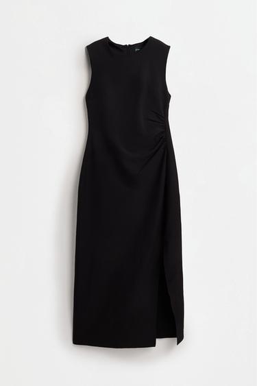 Midi dress with side slit — BLACK 6