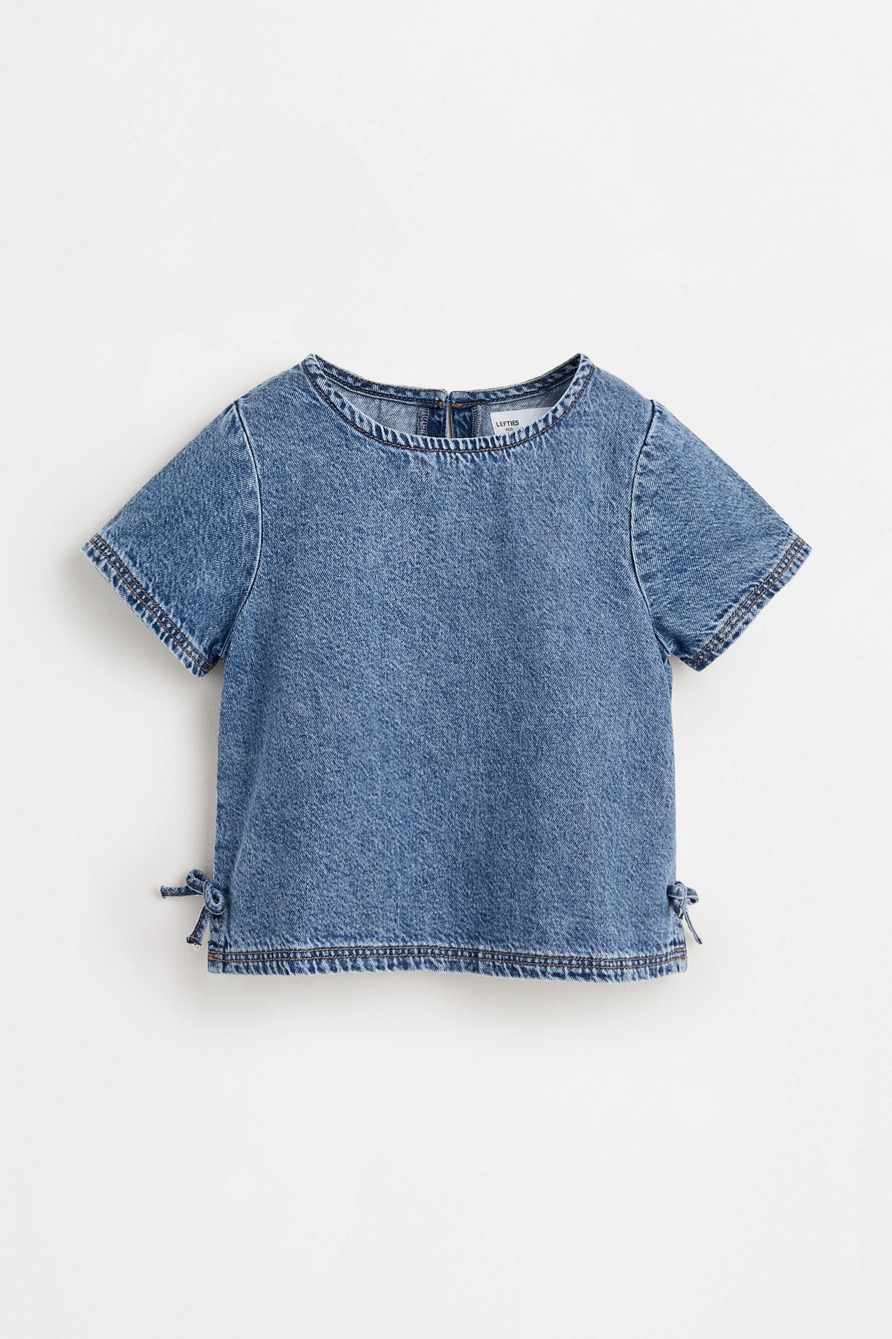 Denim top with ties — PALE BLUE