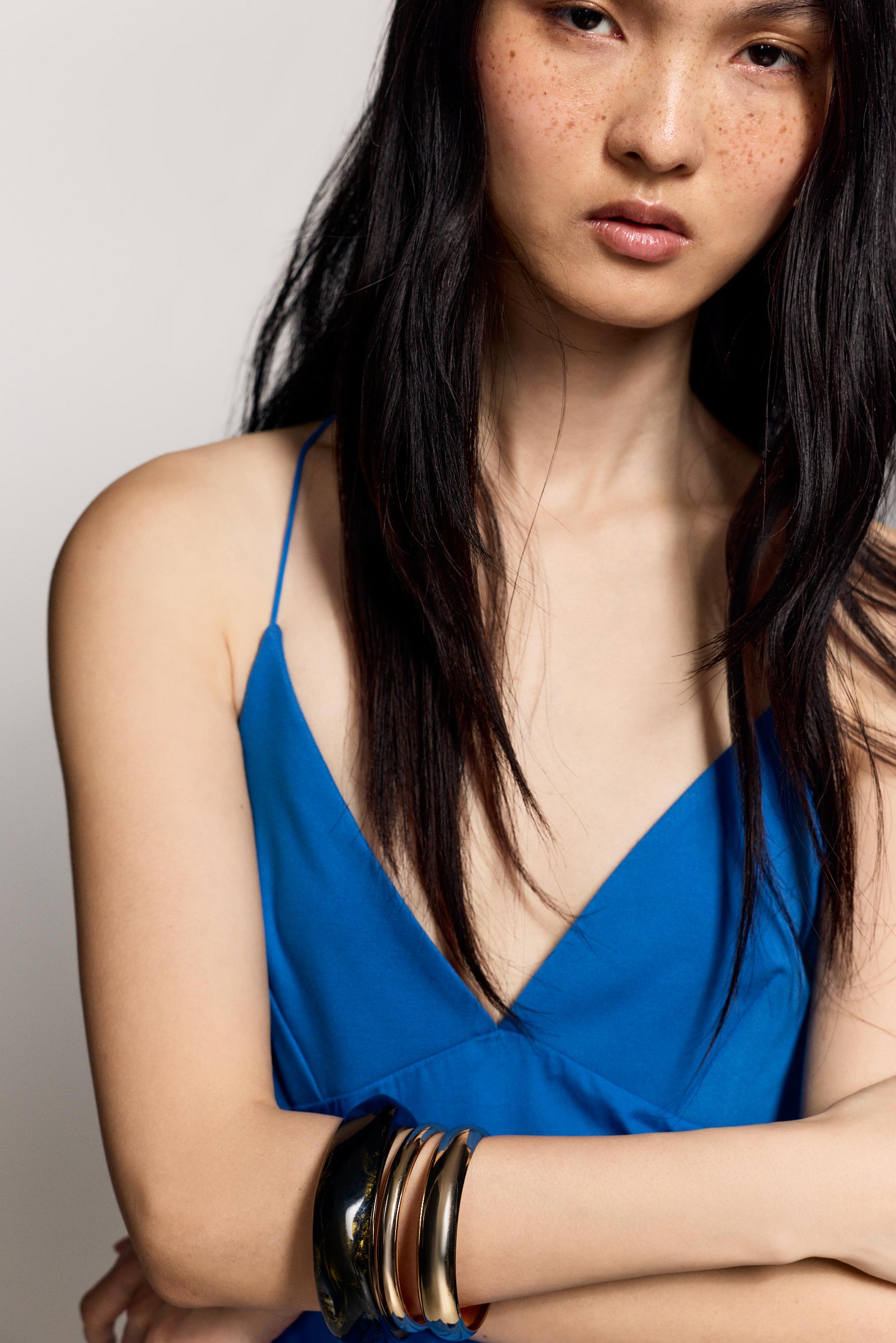 Midi dress with straps — DEEP BLUE