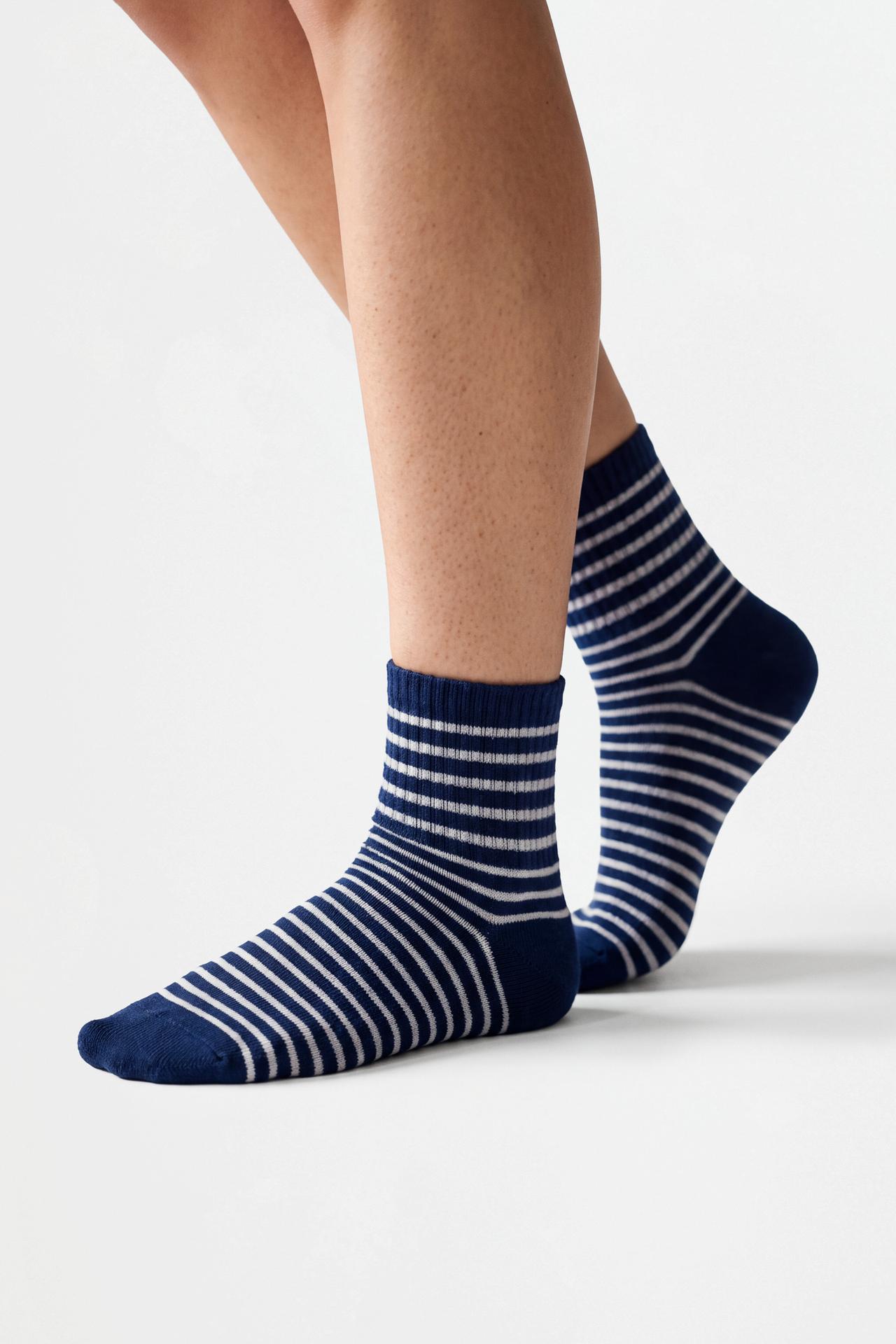 Striped ankle socks (7-pack) — GREY/BLUE