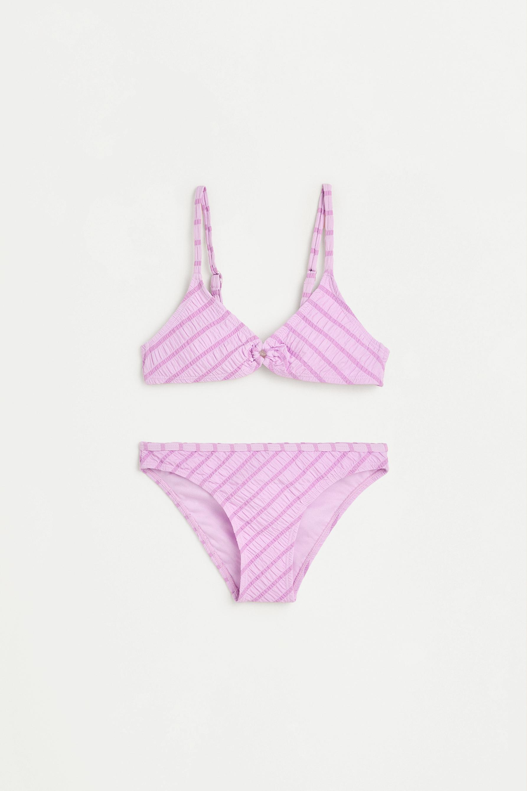 Girls' Blue Striped Bikini — PINK