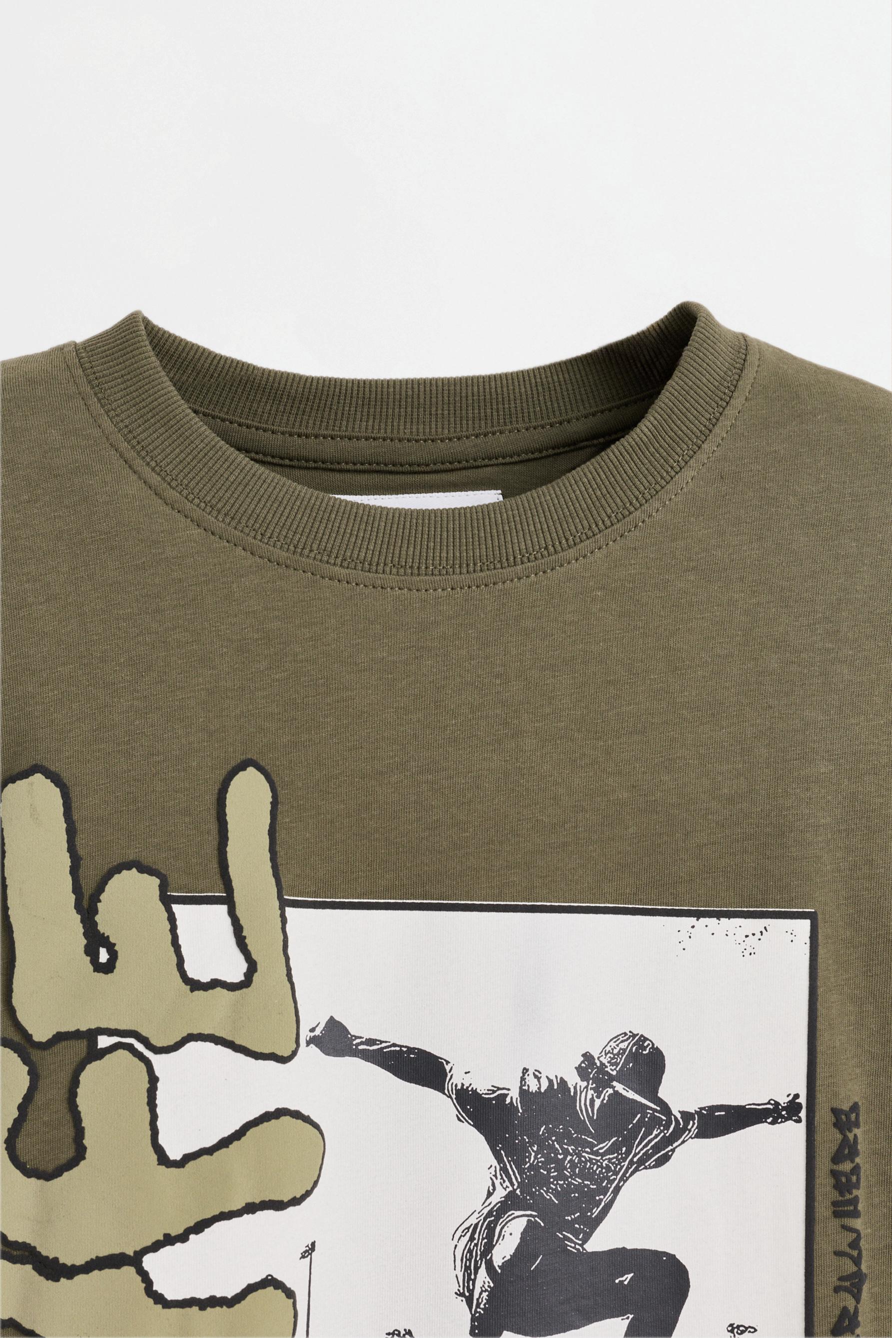 Oversize printed T-shirt — KHAKI