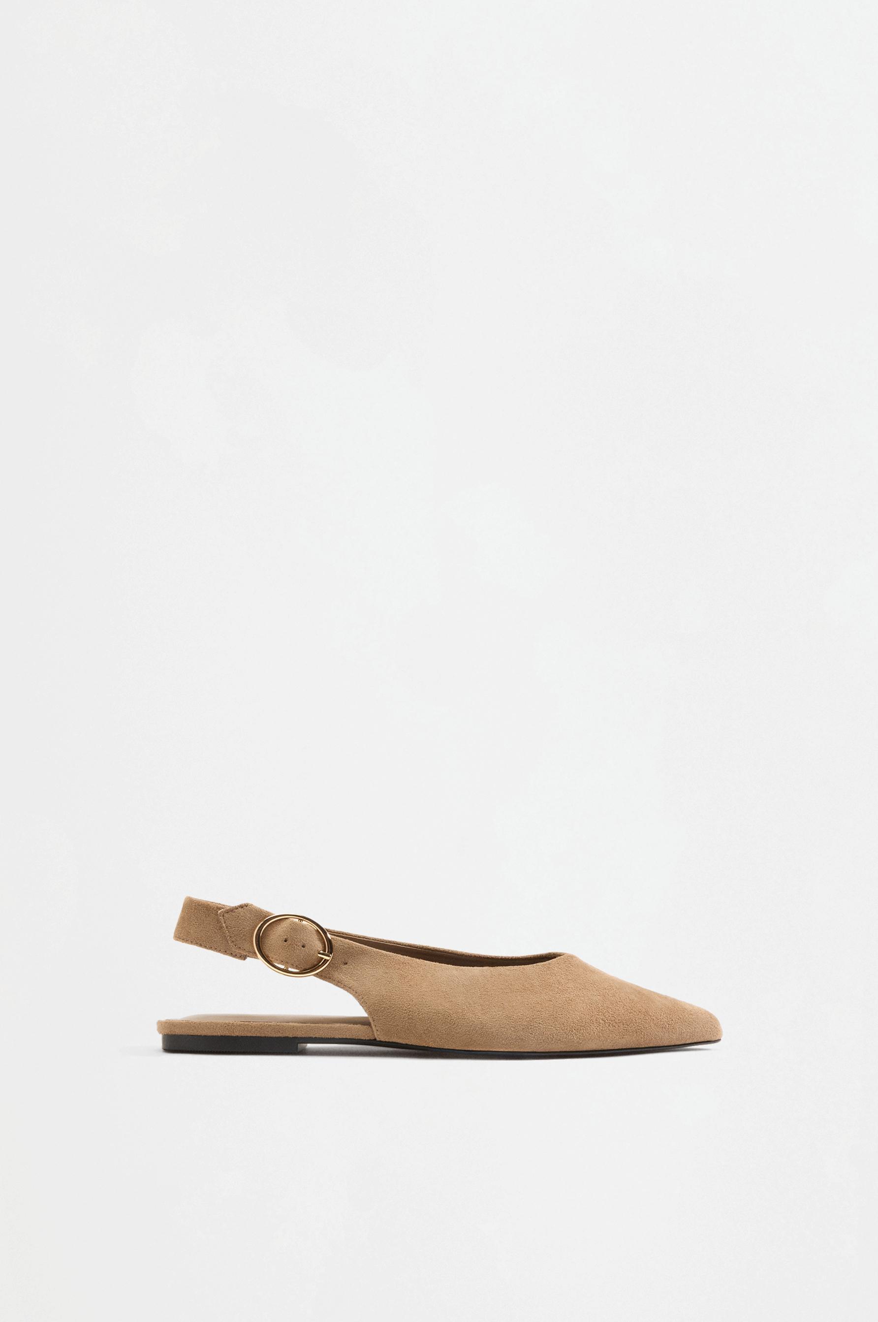 Faux suede flat shoes — BROWN