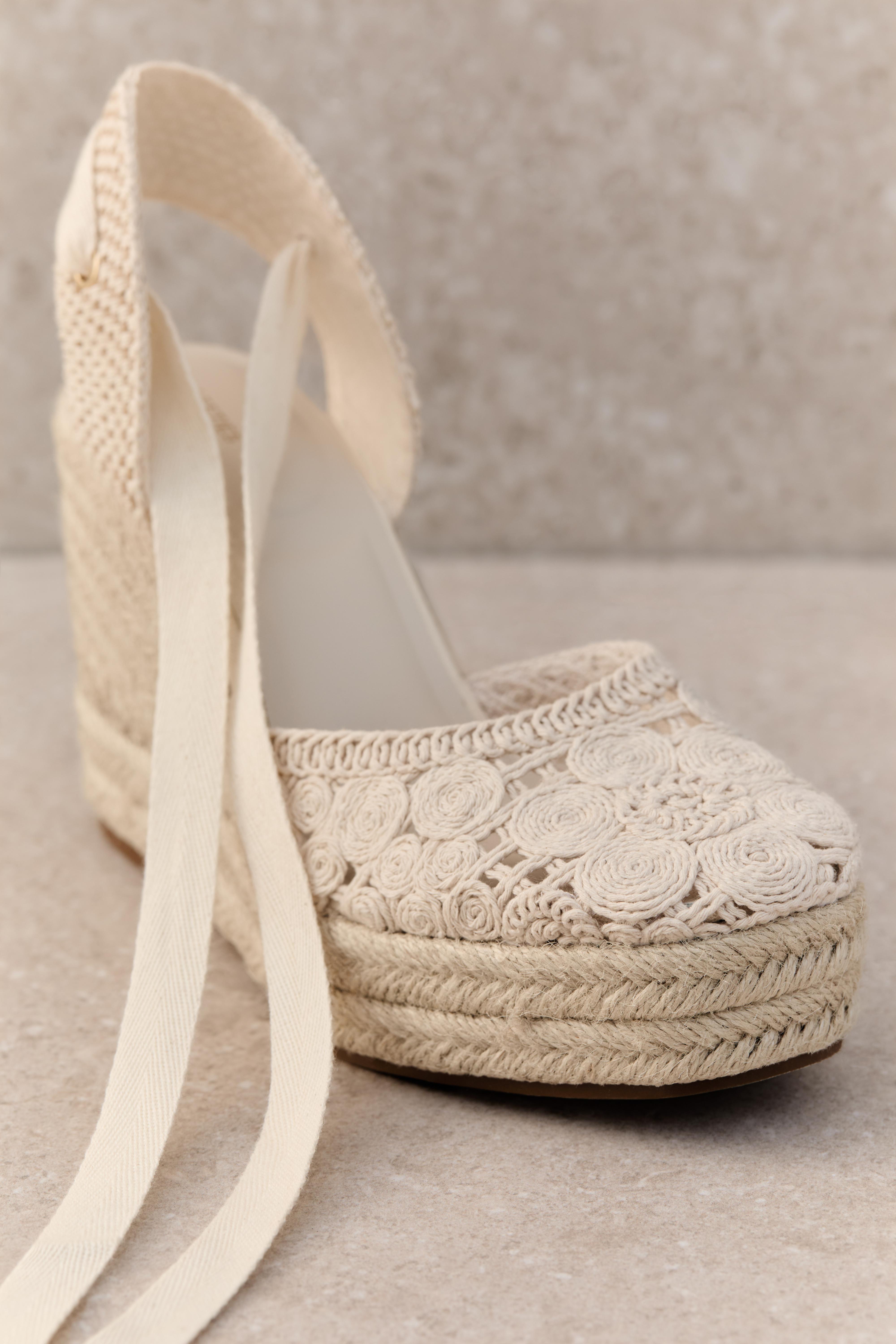 Jute wedge — BEIGE