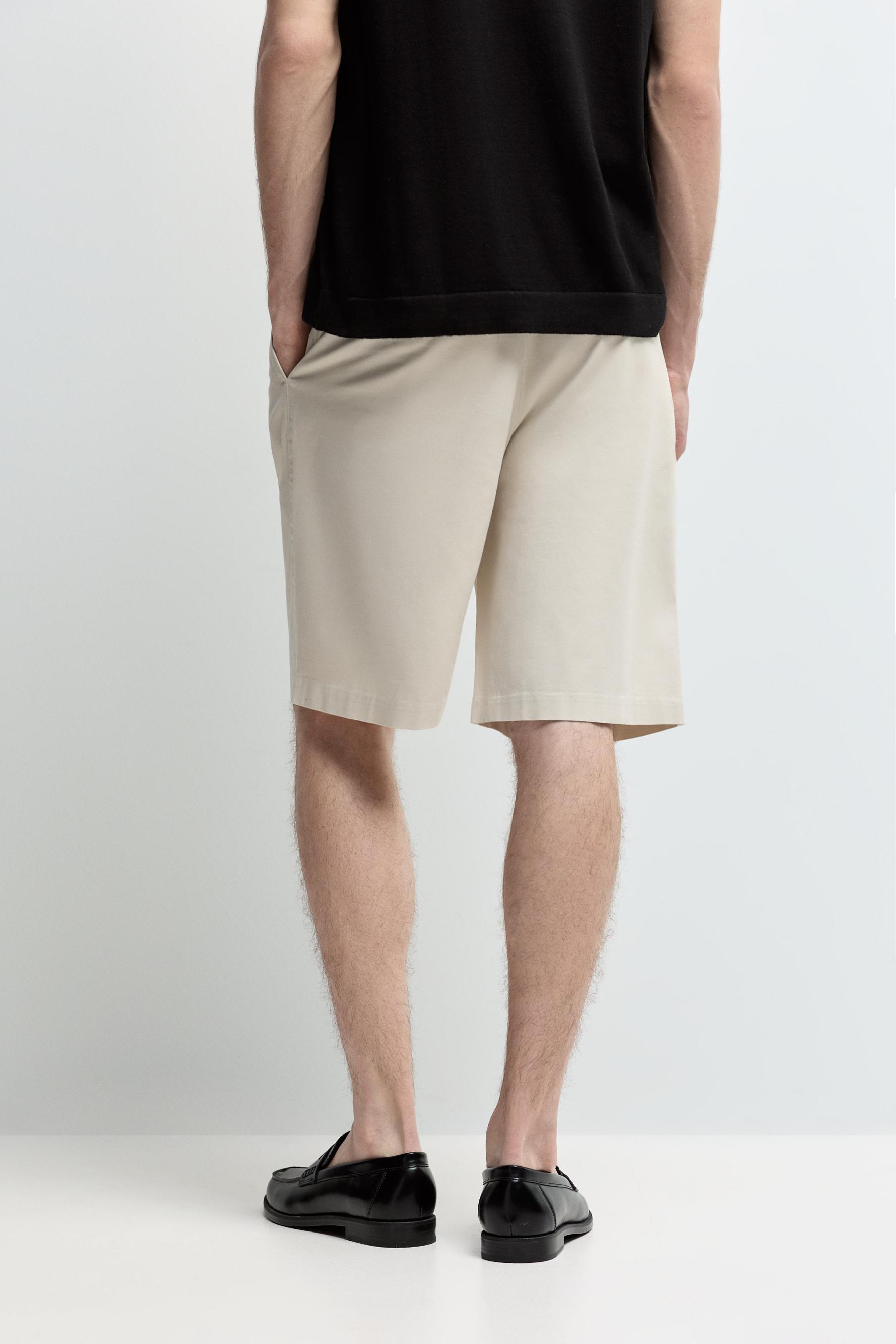 Pleated chino Bermuda shorts — GREY