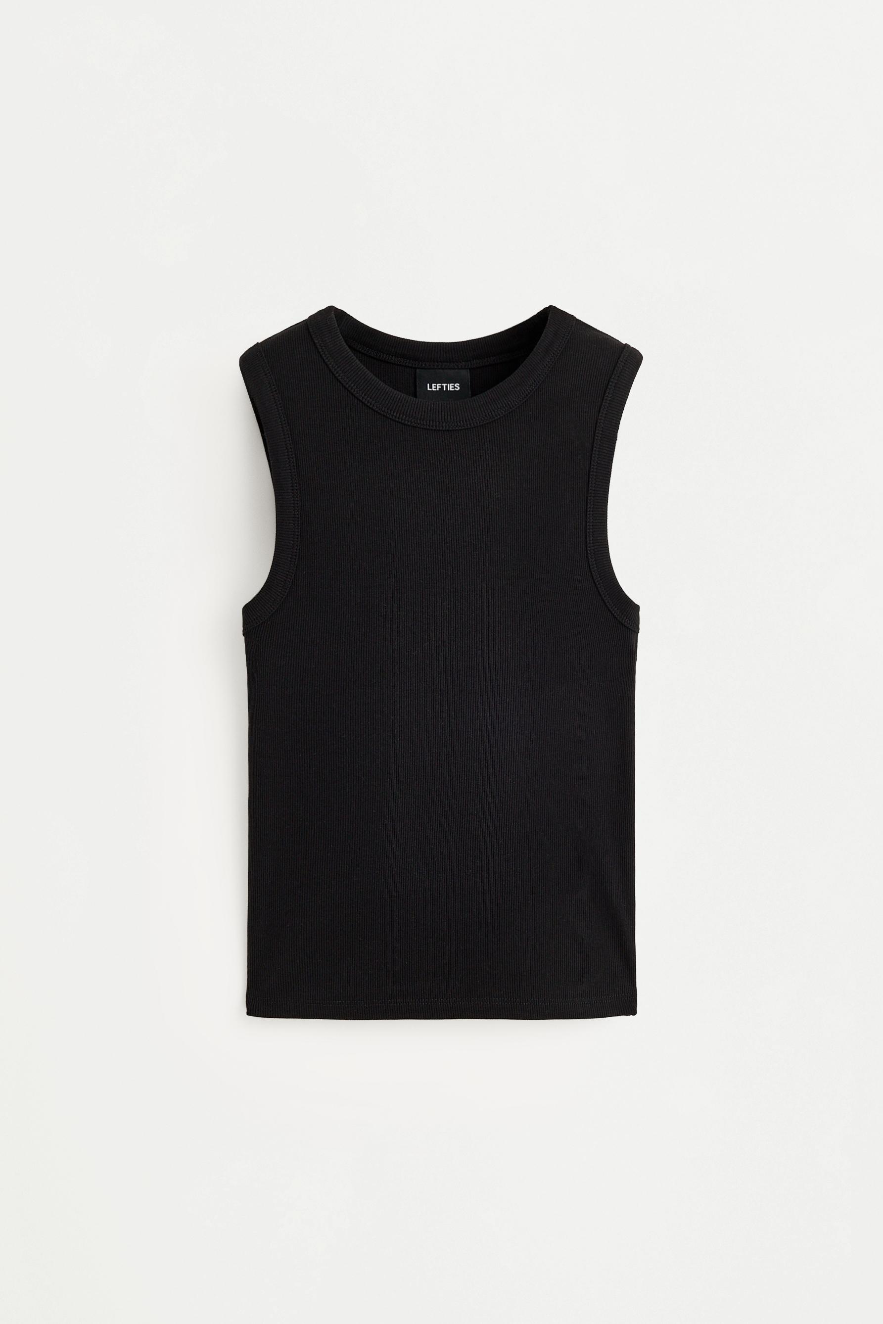 Ribbed racerback top — BLACK