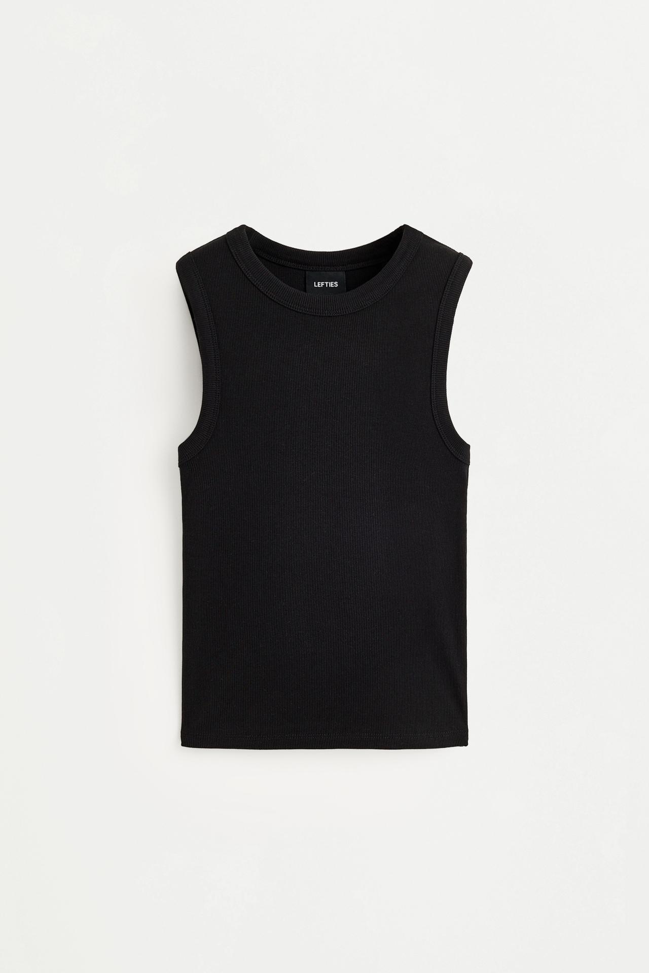 Ribbed racerback top — BLACK