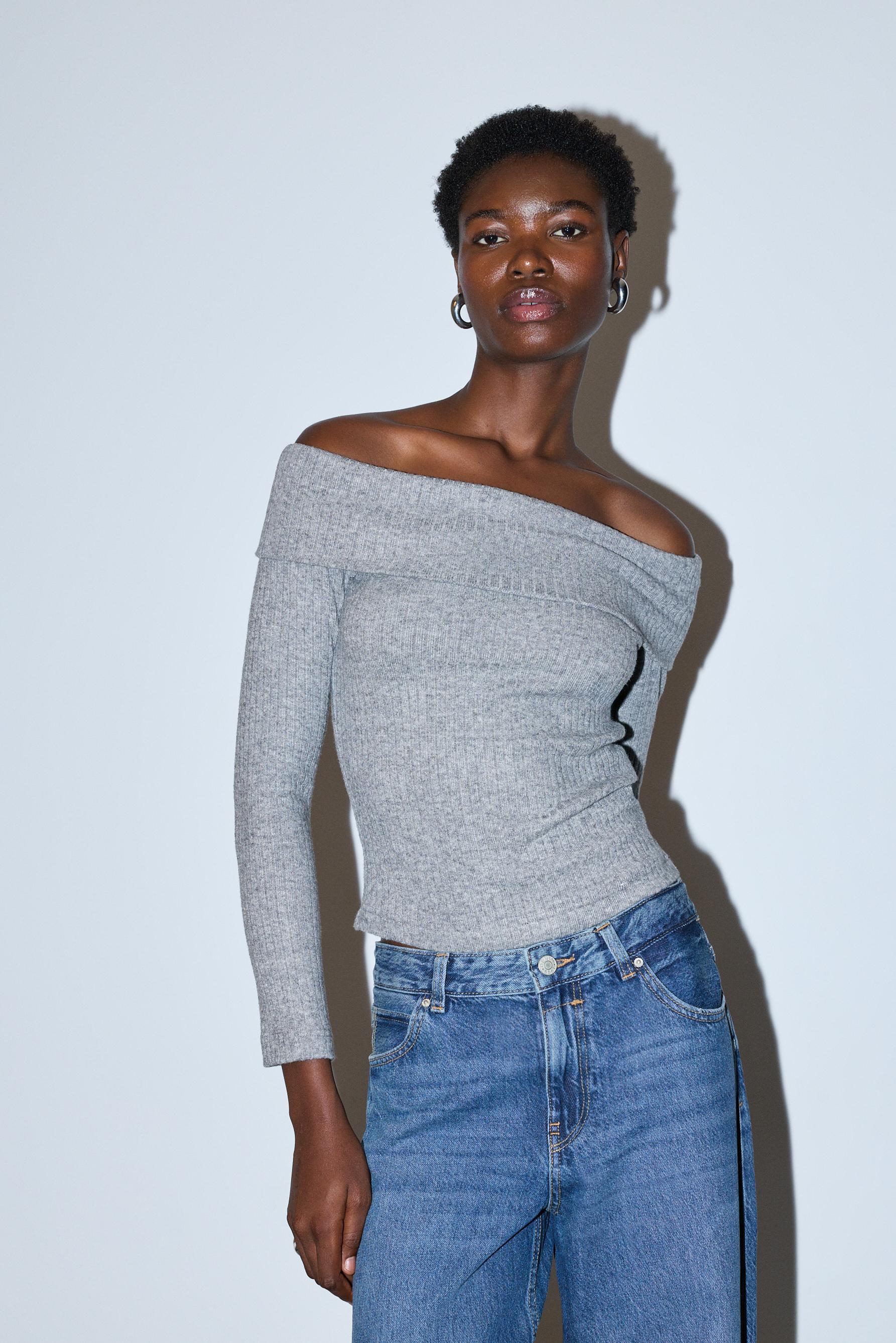 Top bardot punto cortado