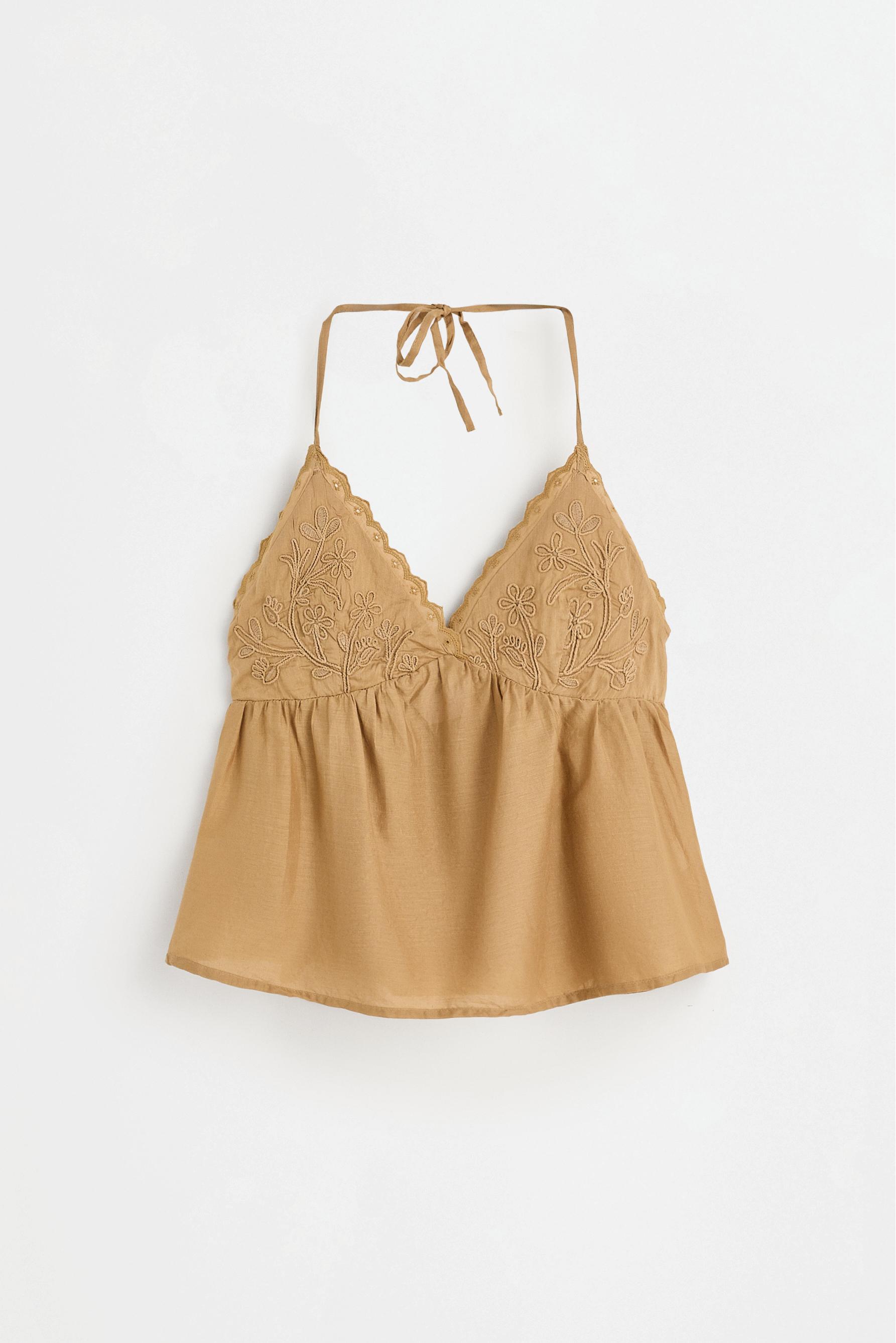 Embroidered top — BEIGE