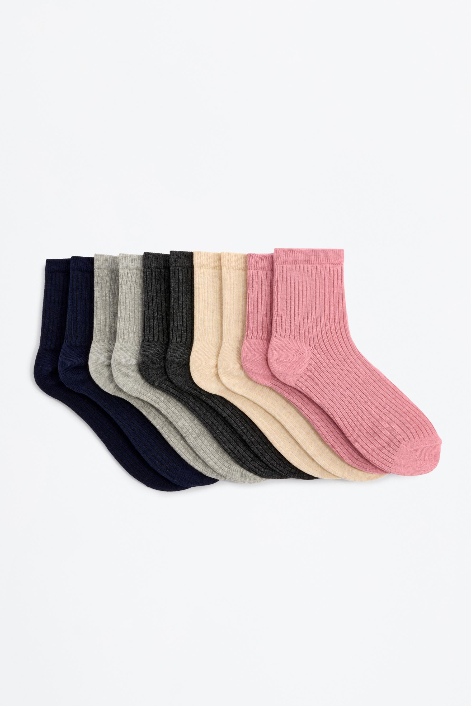 Ribbed short socks (Pack 10) — PINK