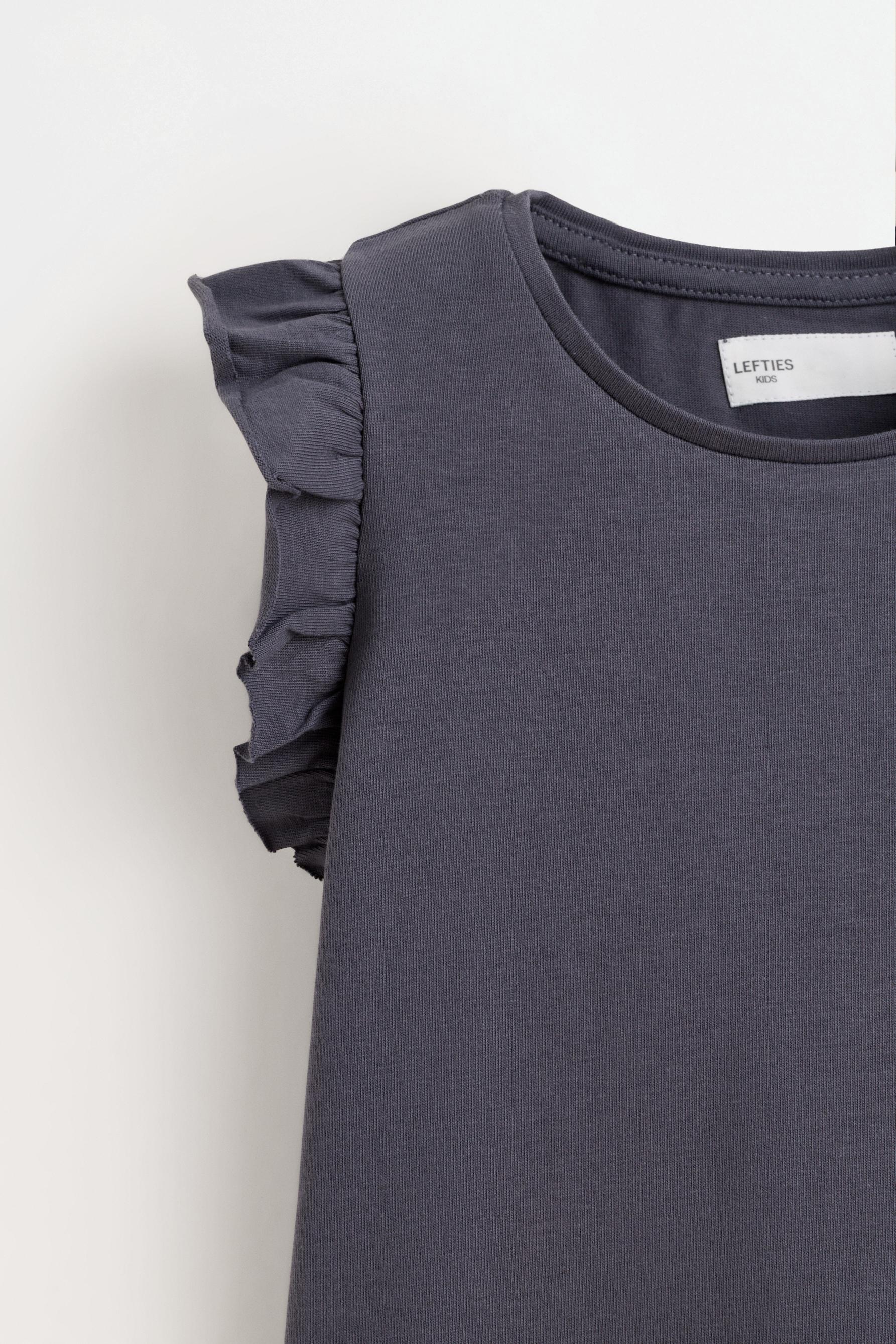 Heavy jersey ruffled T-shirt — BLUE GREY