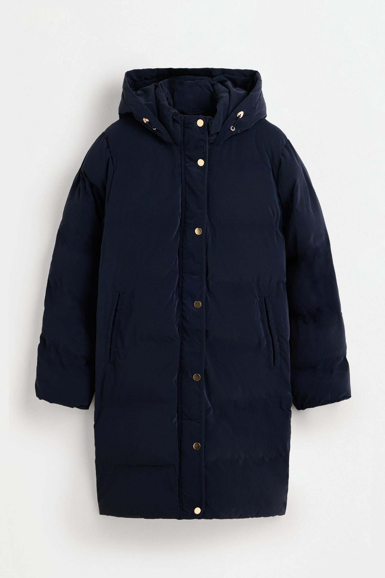 Long quilted coat — DARK BLUE