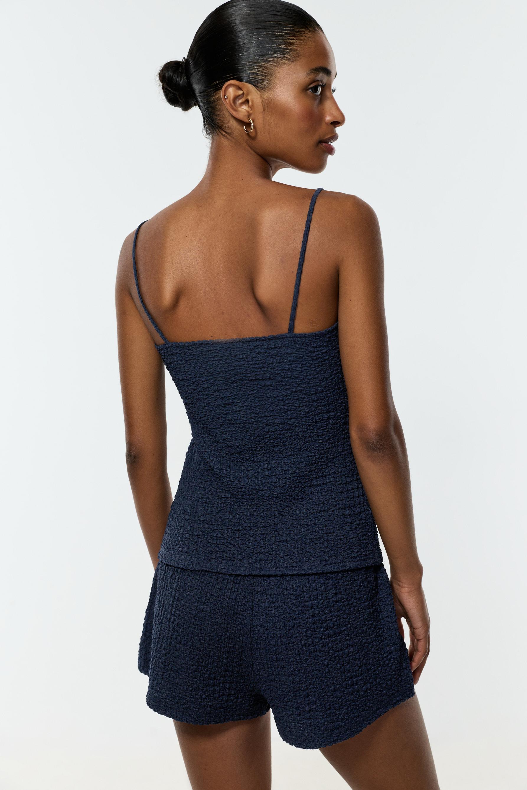 Textured strappy top — NAVY