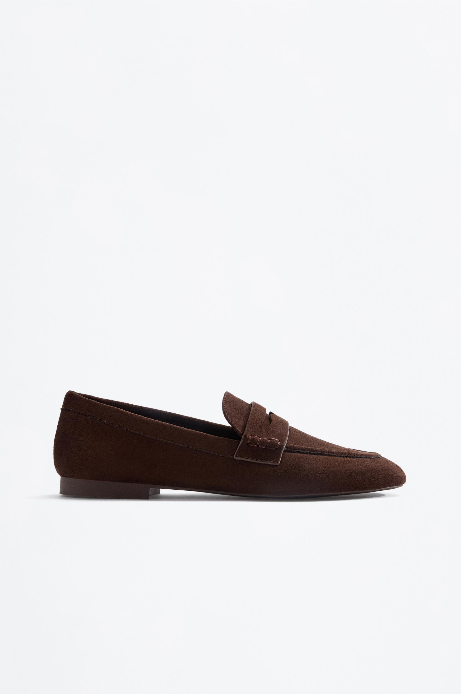Faux suede moccasin shoe — BROWN