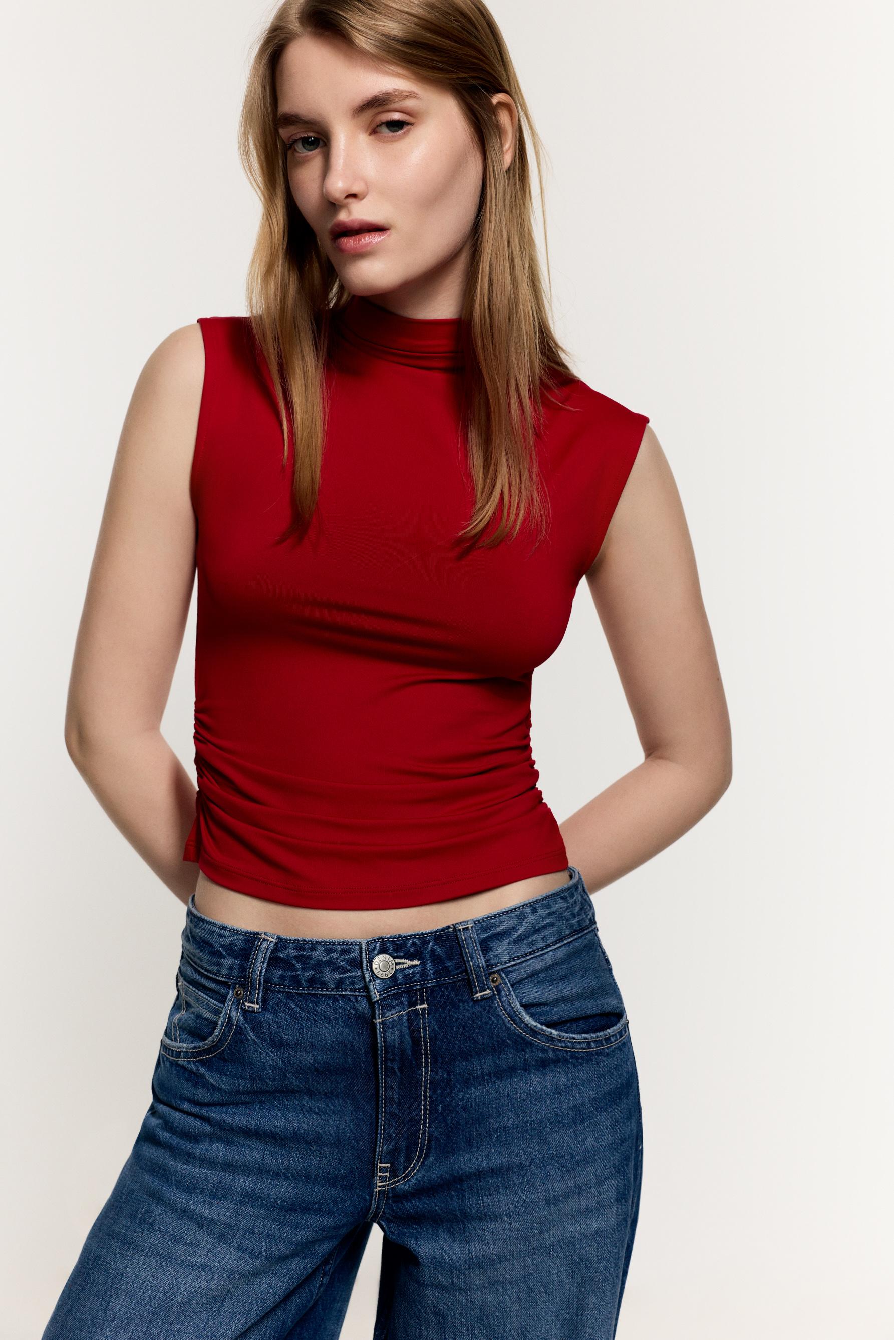 Top poliamida fruncidos