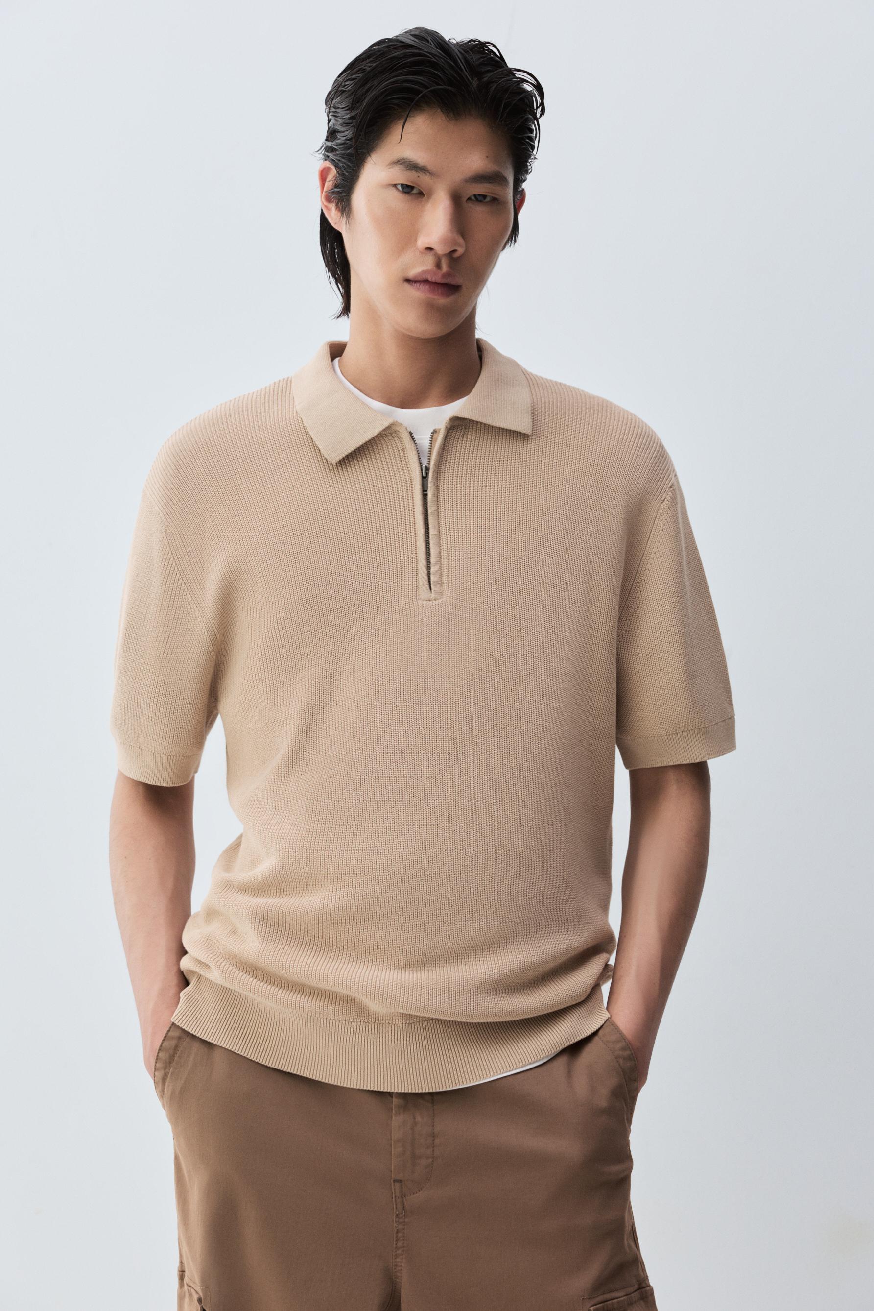 Polo textura cremallera