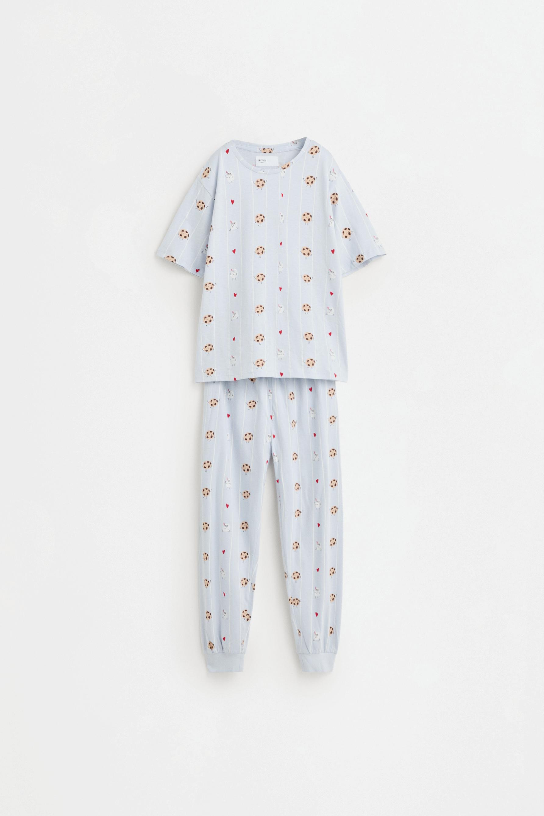 Cherry print pyjamas — PALE BLUE