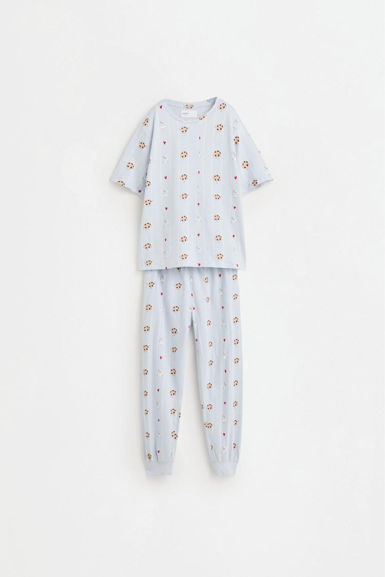 Cherry print pyjamas — PALE BLUE