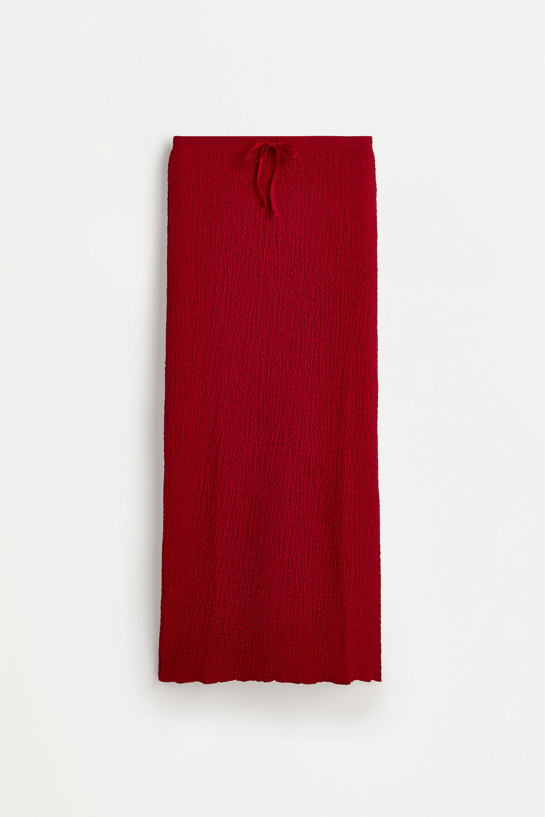 Textured midi skirt — RED