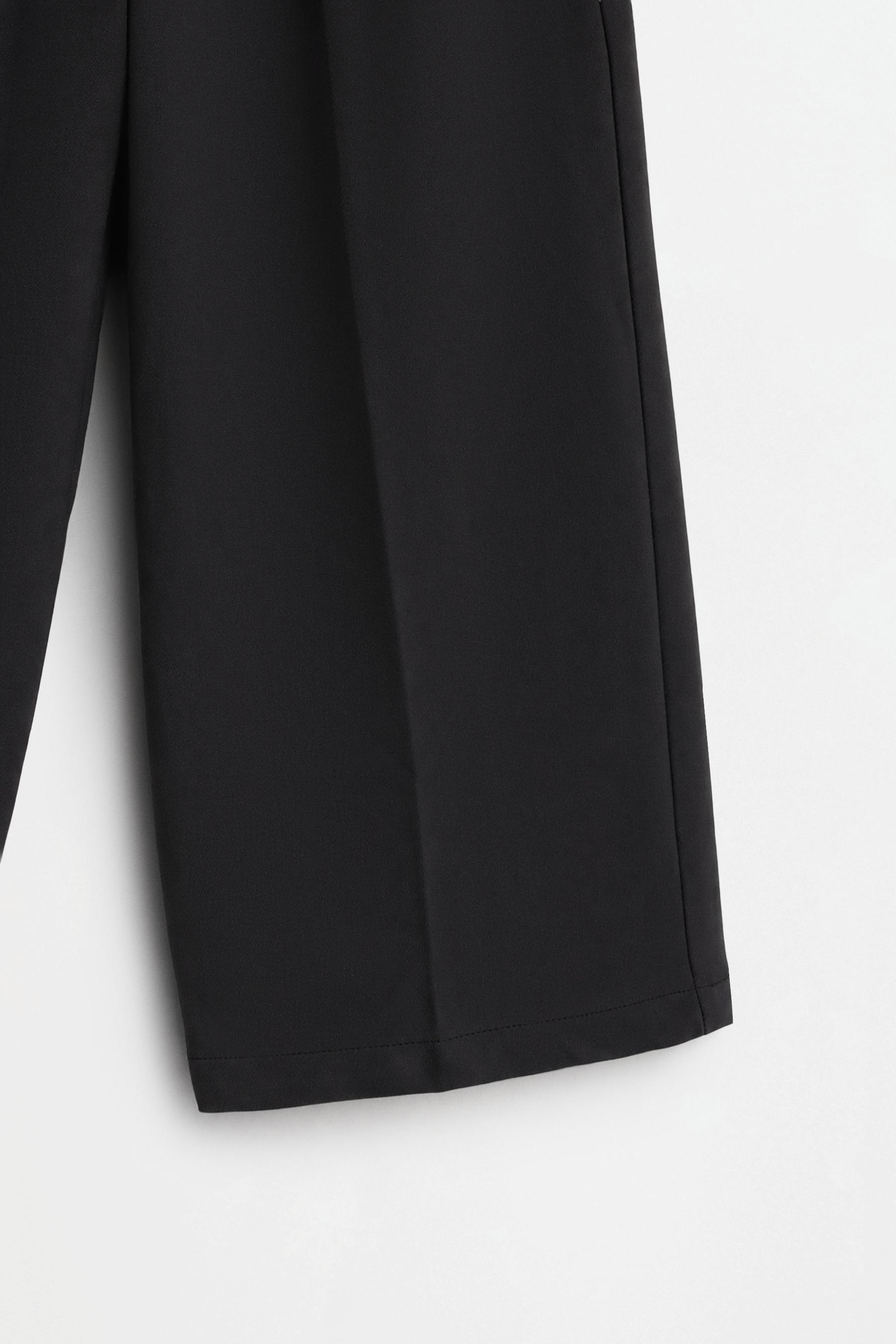 Double waistband wide-leg trousers — BLACK
