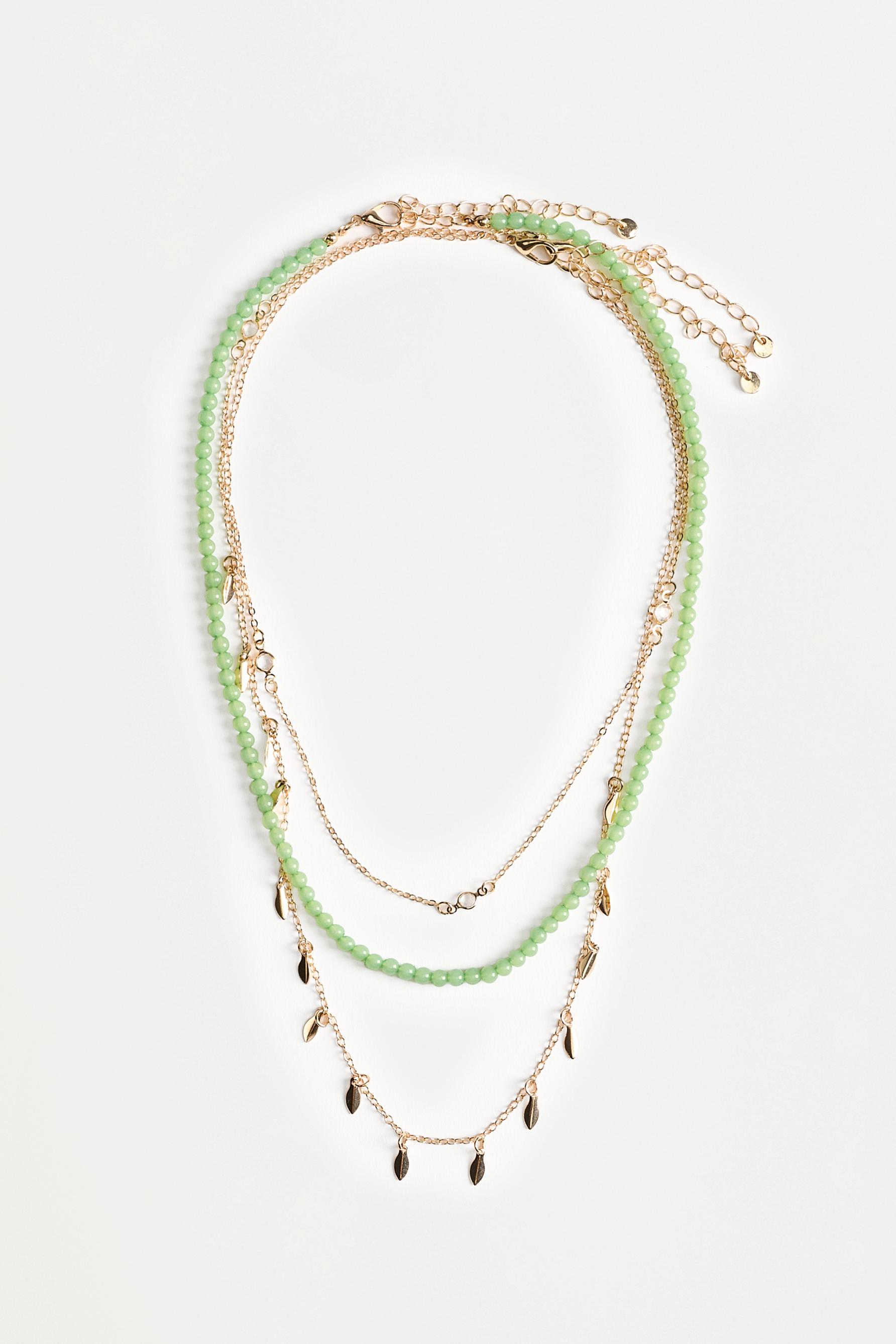 Layered bead and coin necklace — GOLDEN