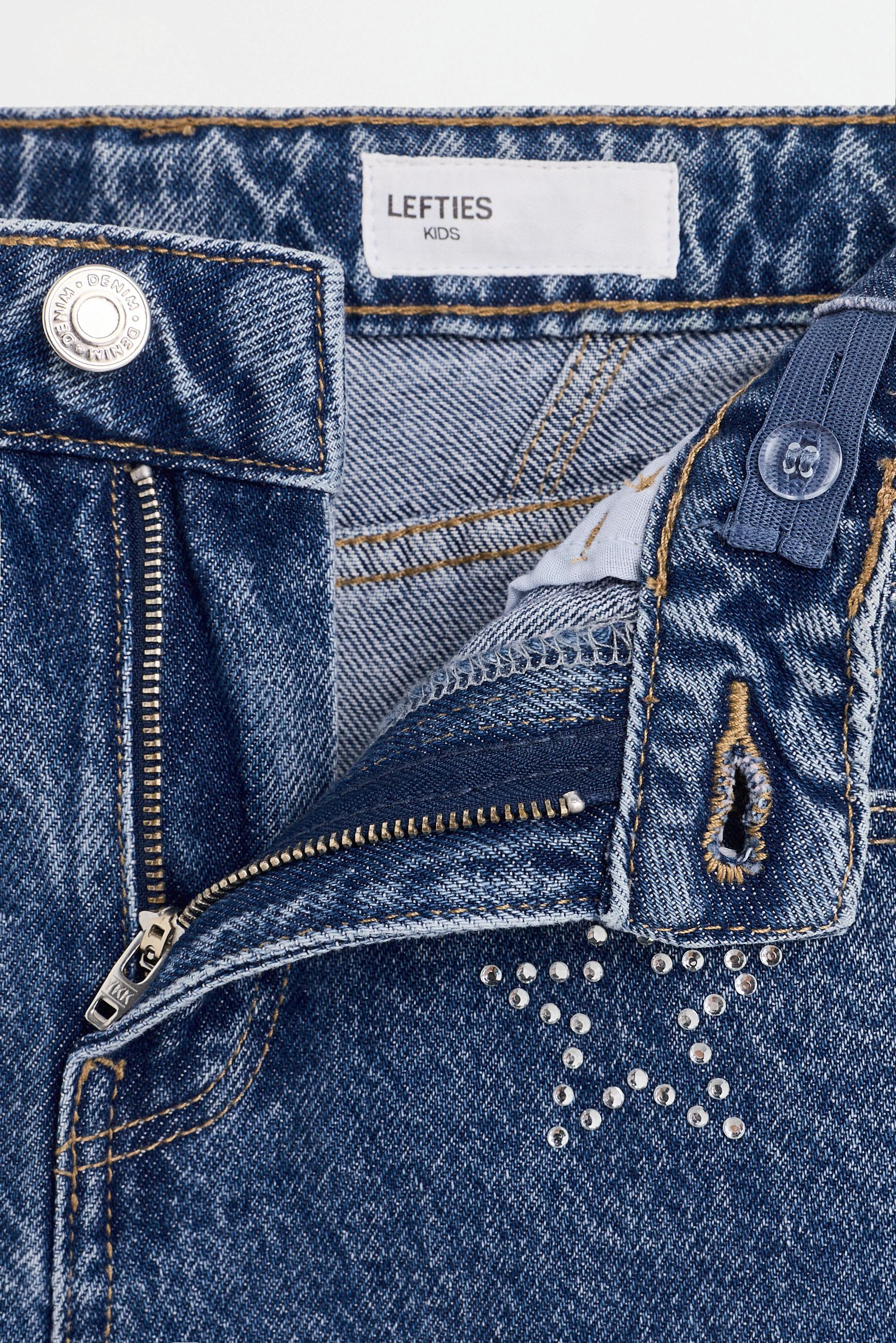 Wide-leg jeans with rhinestones — DARK BLUE