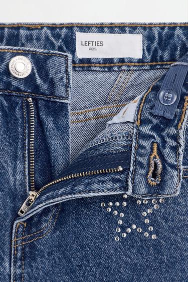 Wide-leg jeans with rhinestones — DARK BLUE 5