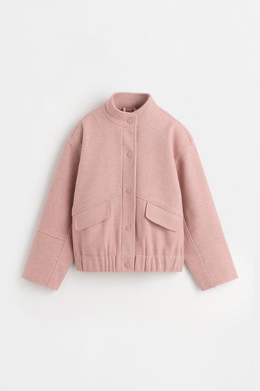 Synthetic wool bomber jacket — DUSTY PINK 1
