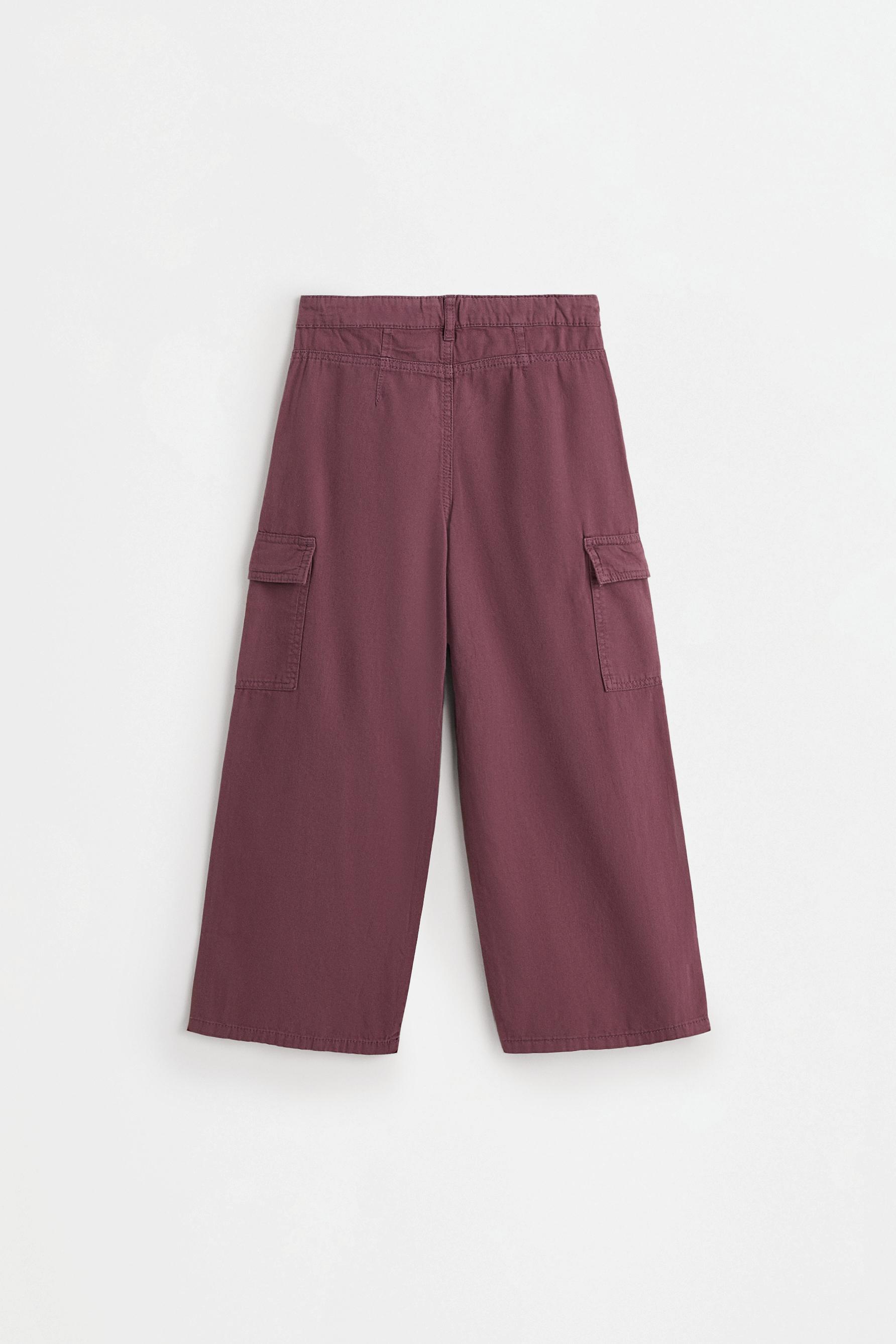 Twill cargo trousers — AUBERGINE