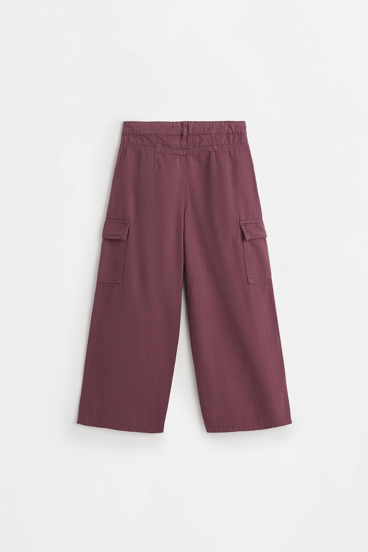 Twill cargo trousers — AUBERGINE