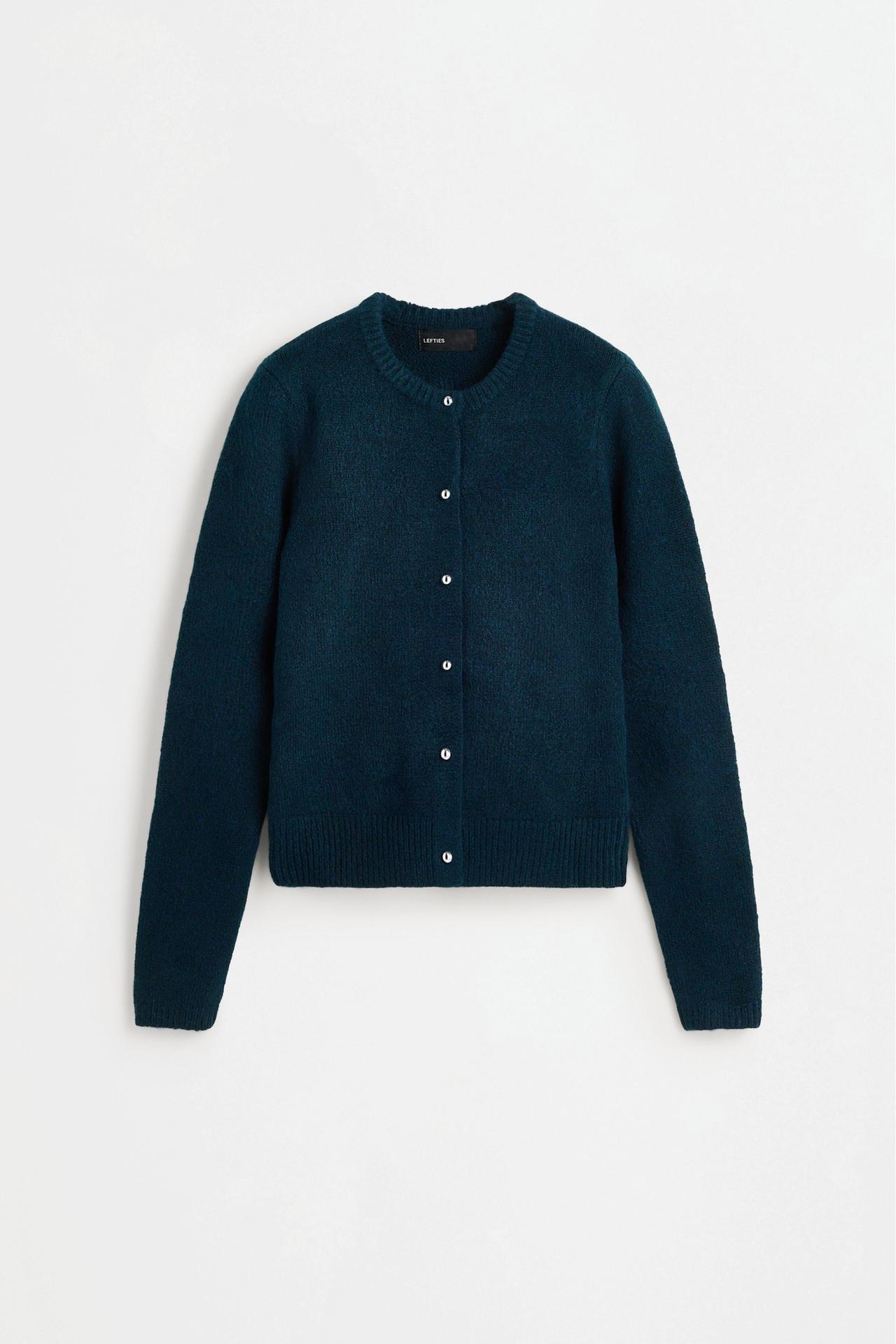 Round neck knit jacket — EMERALD GREEN