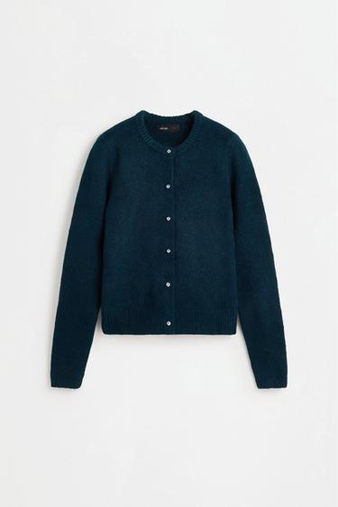 Round neck knit jacket — EMERALD GREEN 6