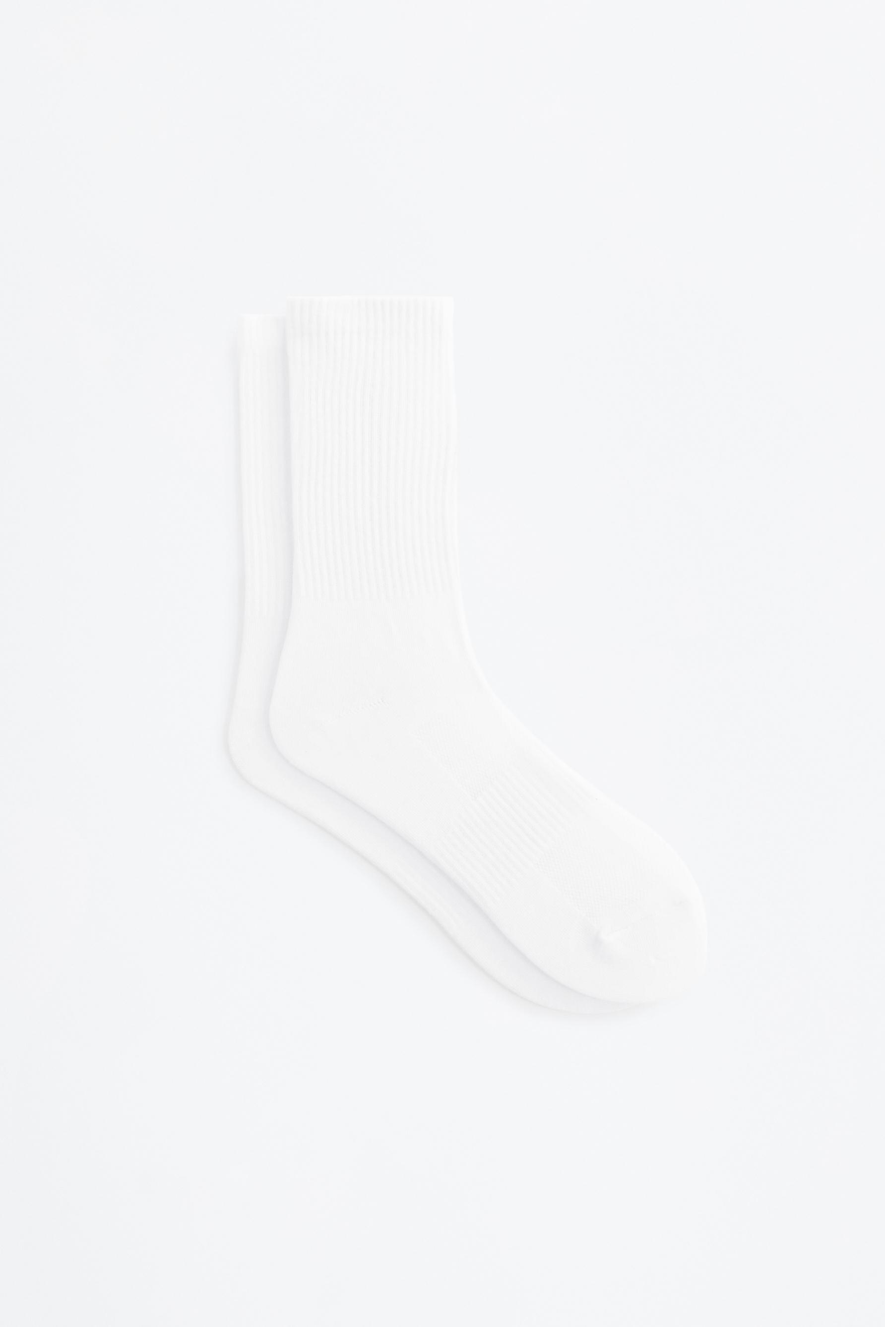 Long ribbed sports socks (Pack 5) — WHITE
