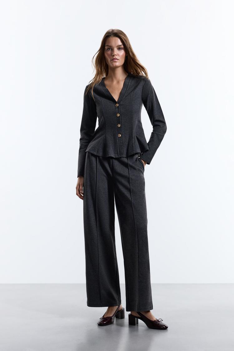 Pleated wide-leg trousers — ANTHRACITE GREY