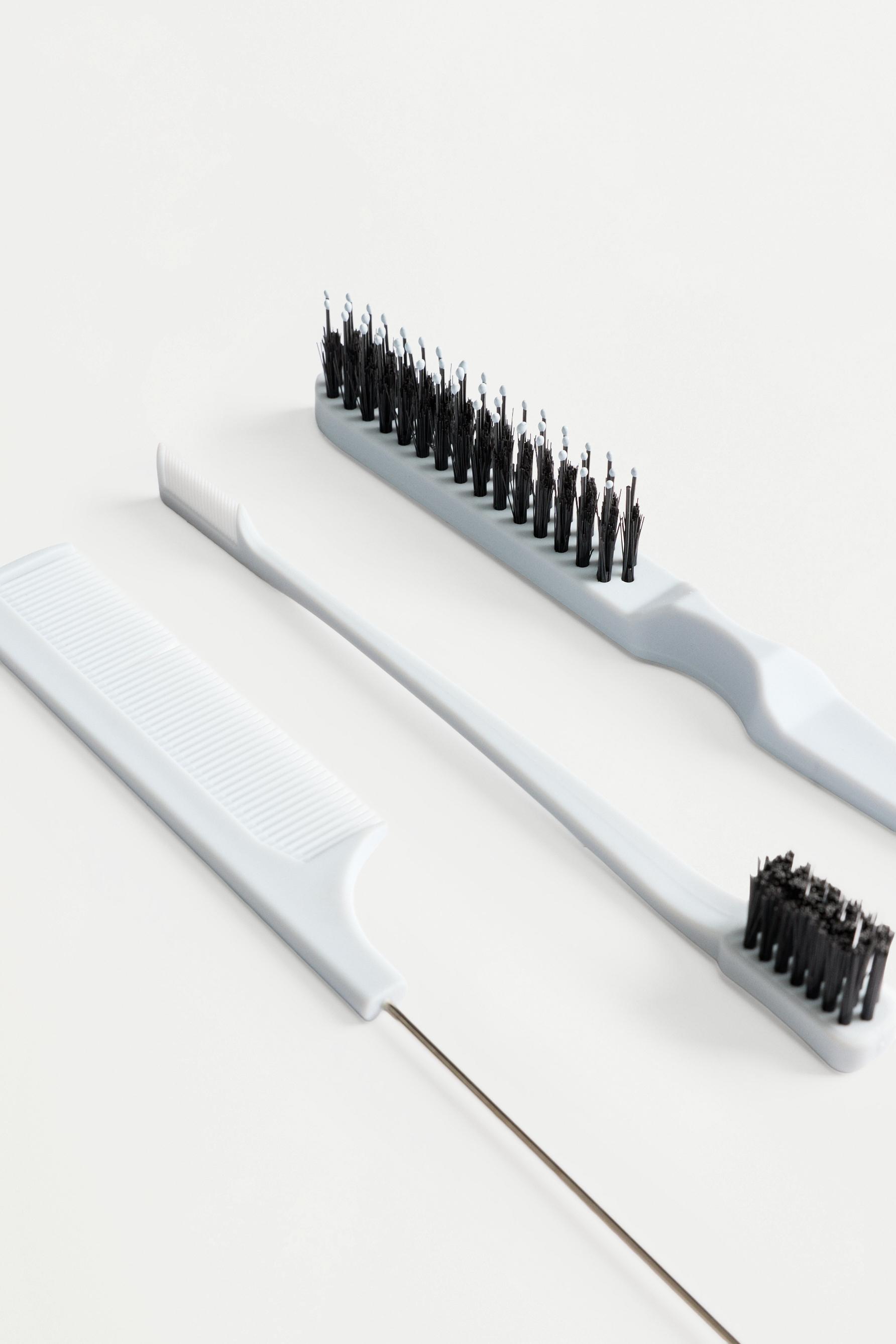 3-piece clean look brush set — PASTEL BLUE