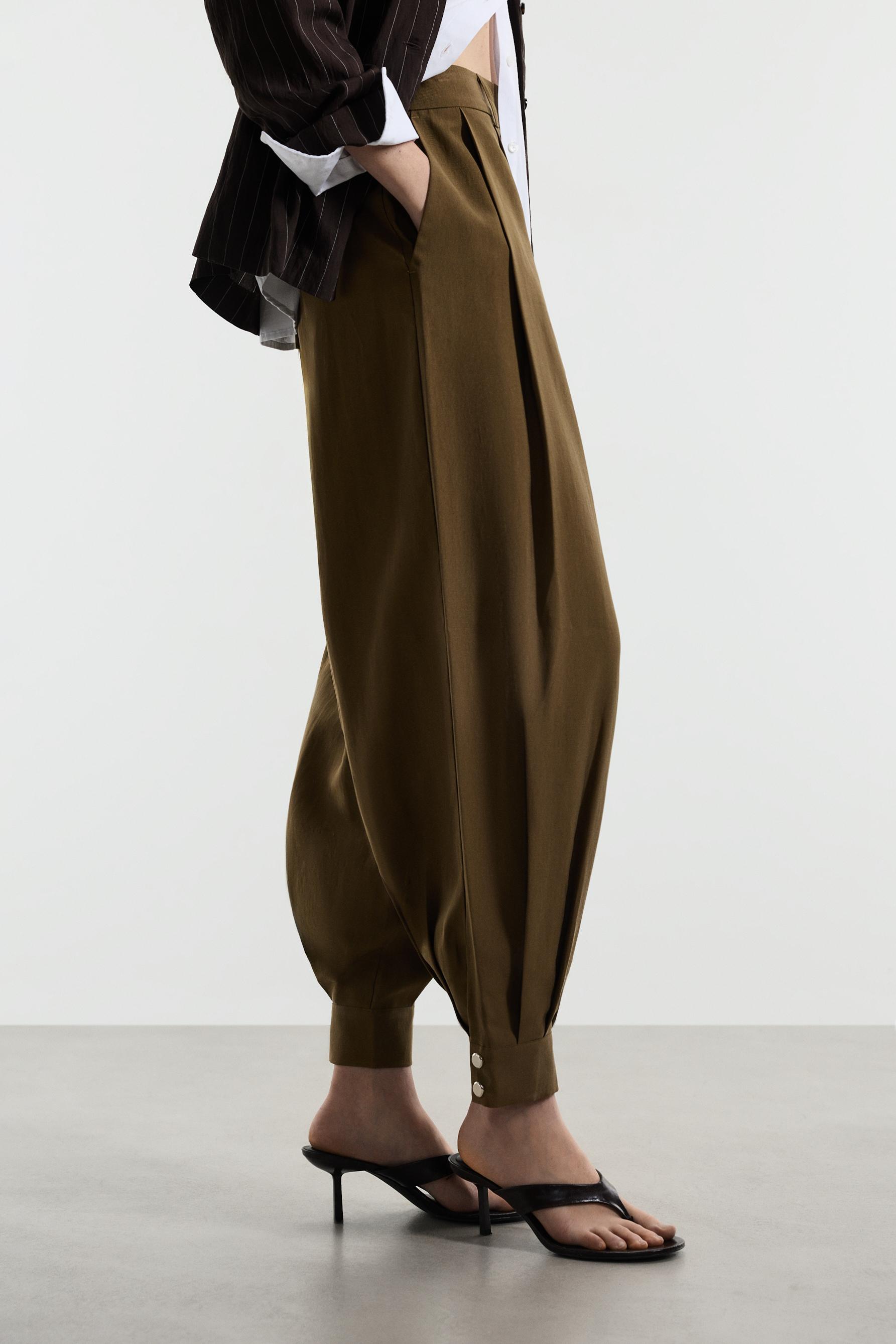 Pleated sarouel trousers — DARK KHAKI
