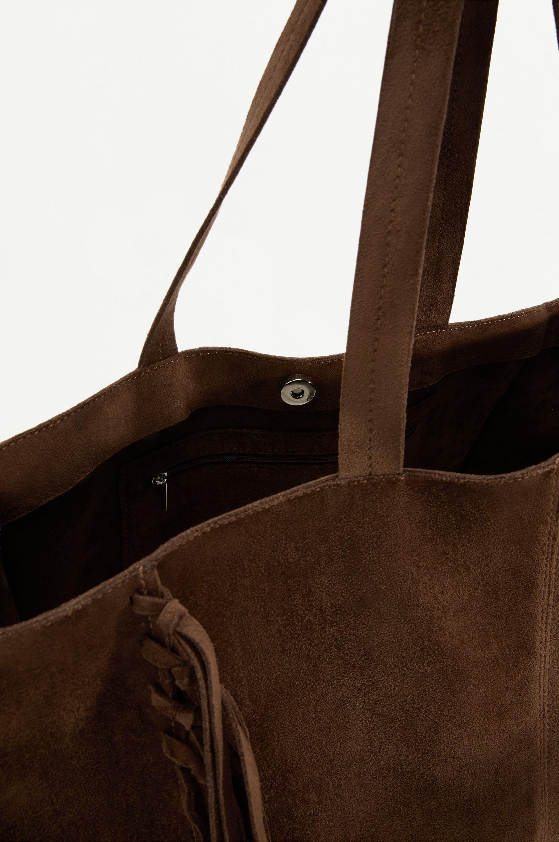Faux suede tote bag — BROWN