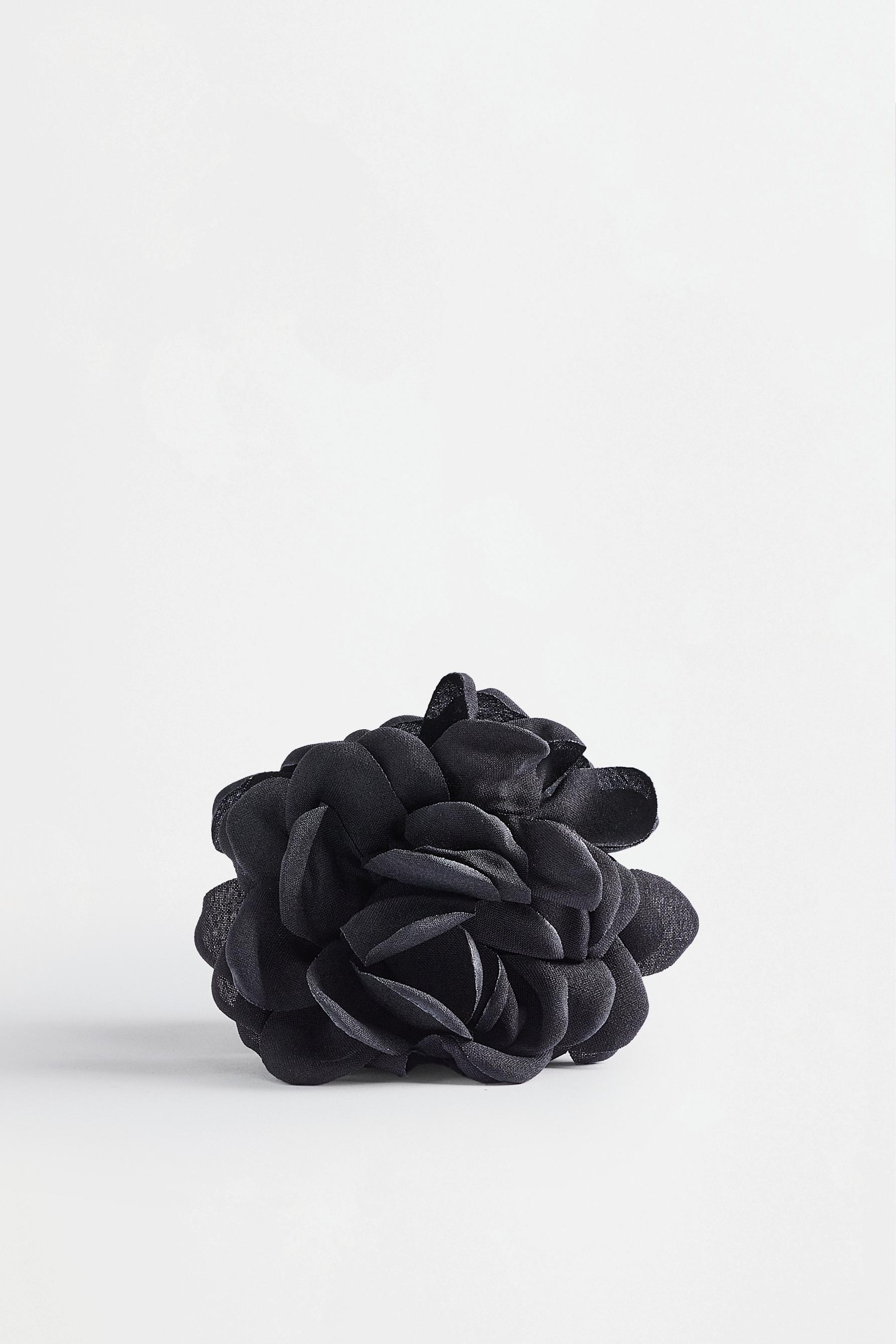 Flower hair clip — BLACK