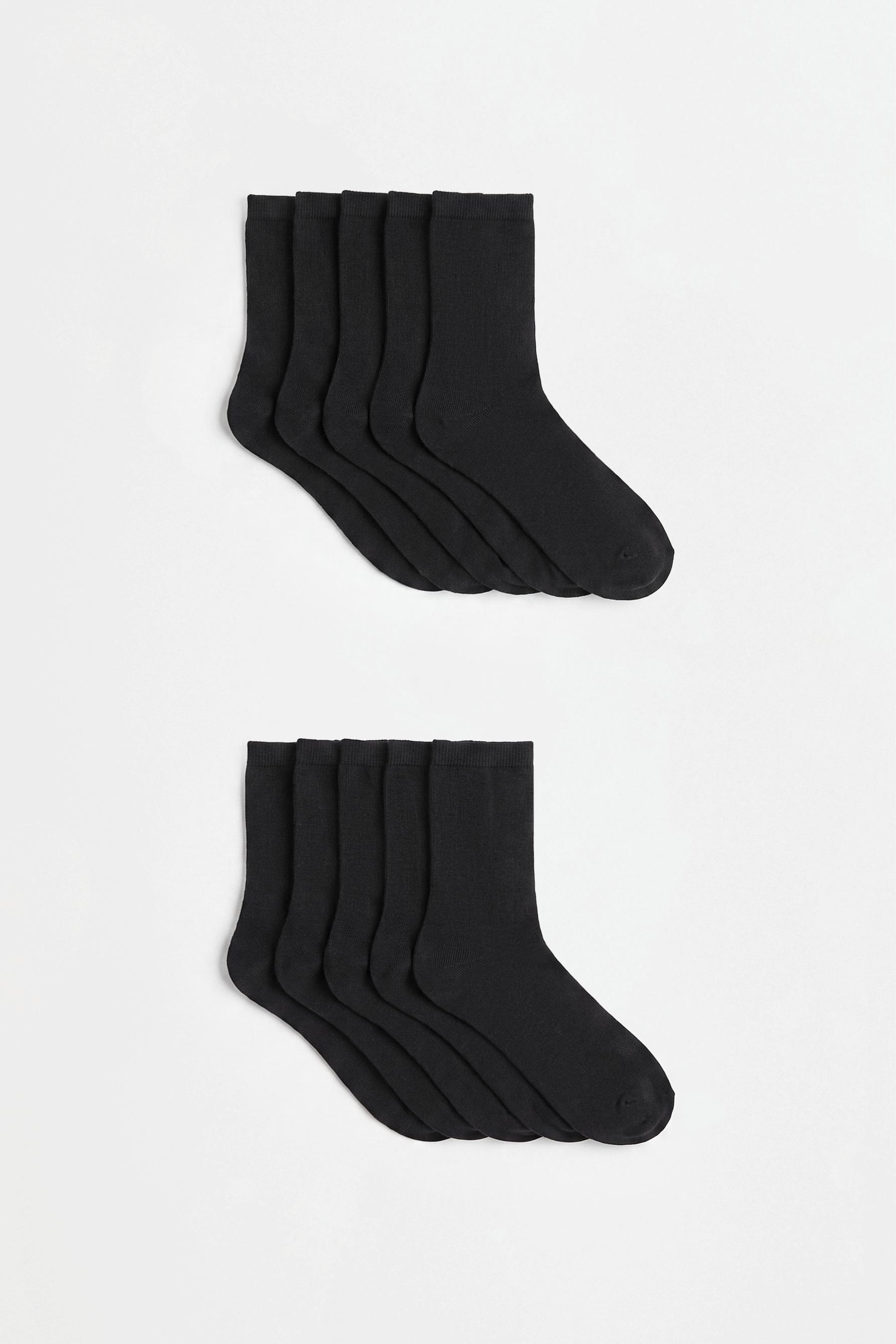 Plain long socks (10-pack) — BLACK