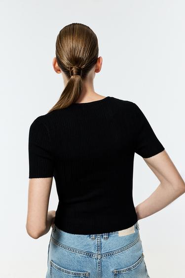 Basic ribbed knit top — BLACK 5