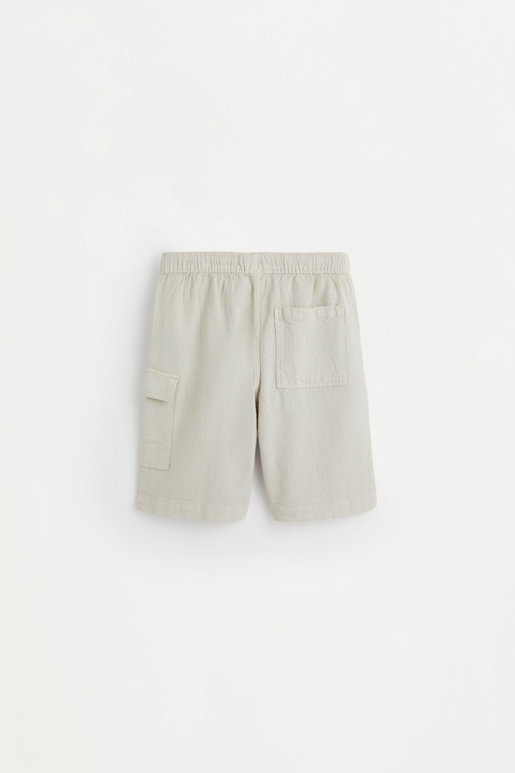 Seersucker cargo Bermuda shorts — GREY